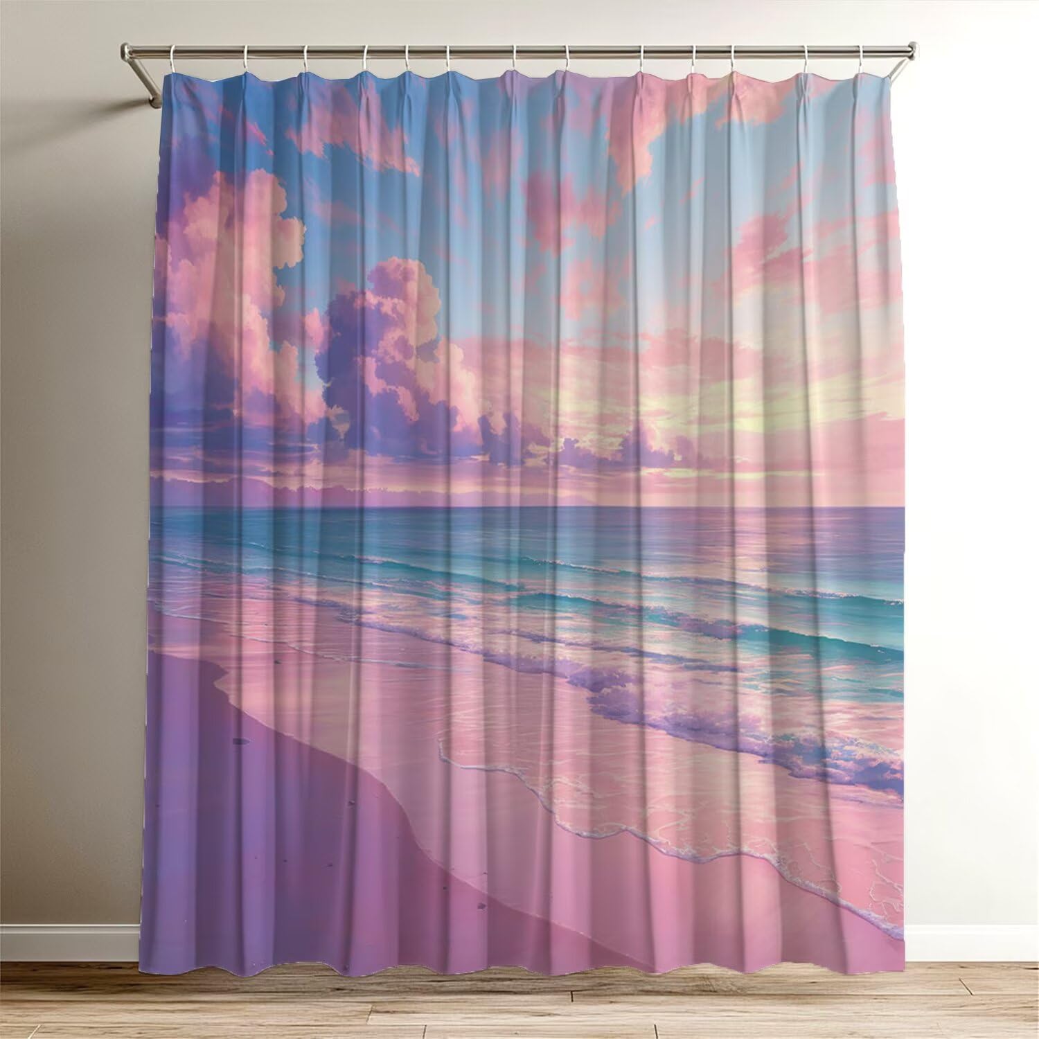 Rideau de douche en polyester lavable rideaux pour baignoire avec crochets