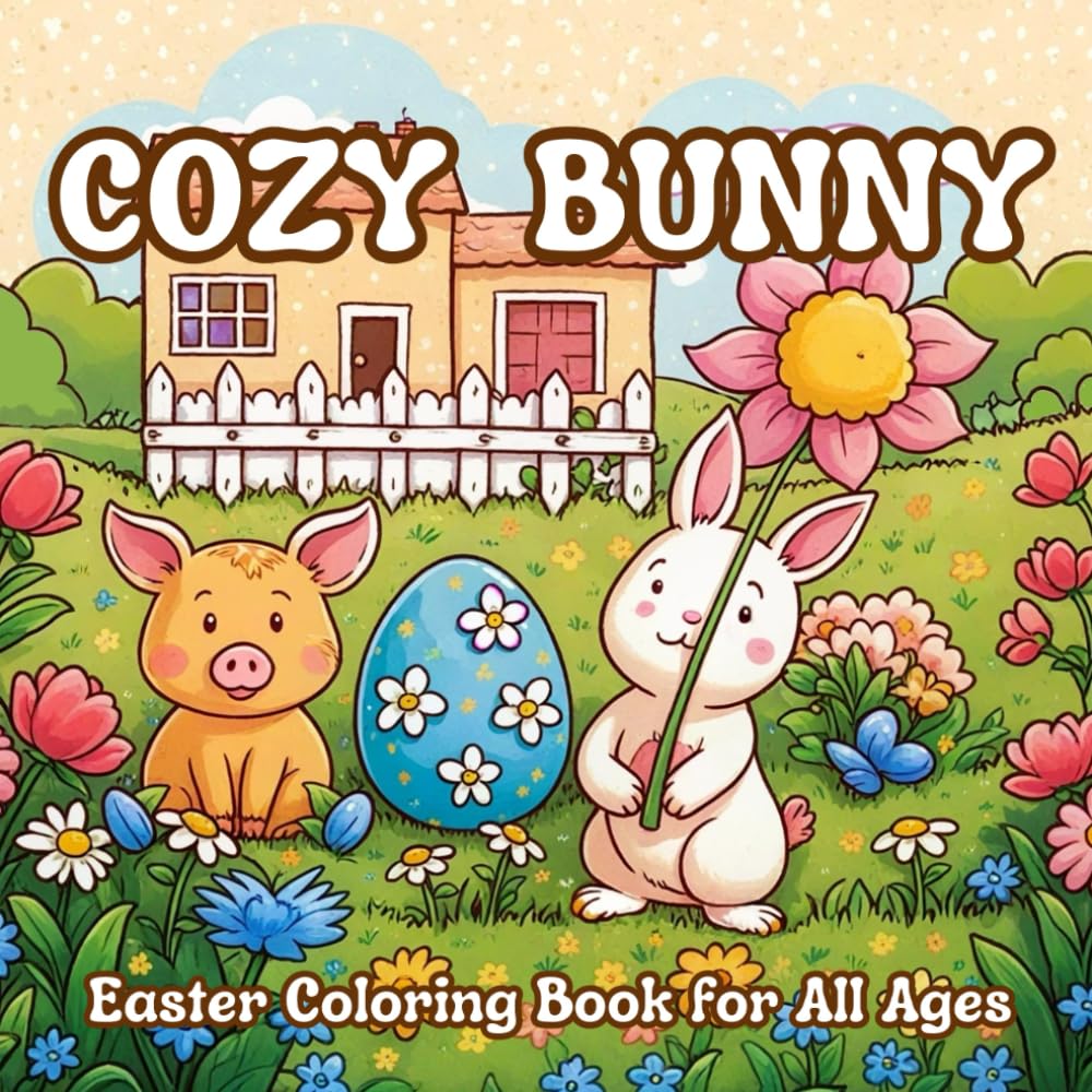 Cozy Easter Bunny Coloring Book: Cute & Comfy Spring Coloring Book Featuring Adorable Bunnies and Their Friends in Hygge Easter Scenes