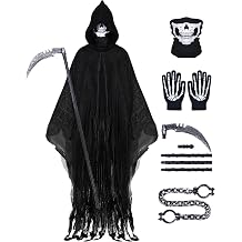 Grim Reaper Costume, Halloween Hooded Cloak, Scary Halloween Cosplay Costumes for Adult