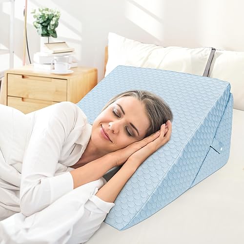 Miniatura 3 de COOLBEBE Almohada de cuña para ronquidos y después de la cirugía, almohada plegable ajustable de cuña para dormir, 9 y 11 pulgadas, cuña triangular