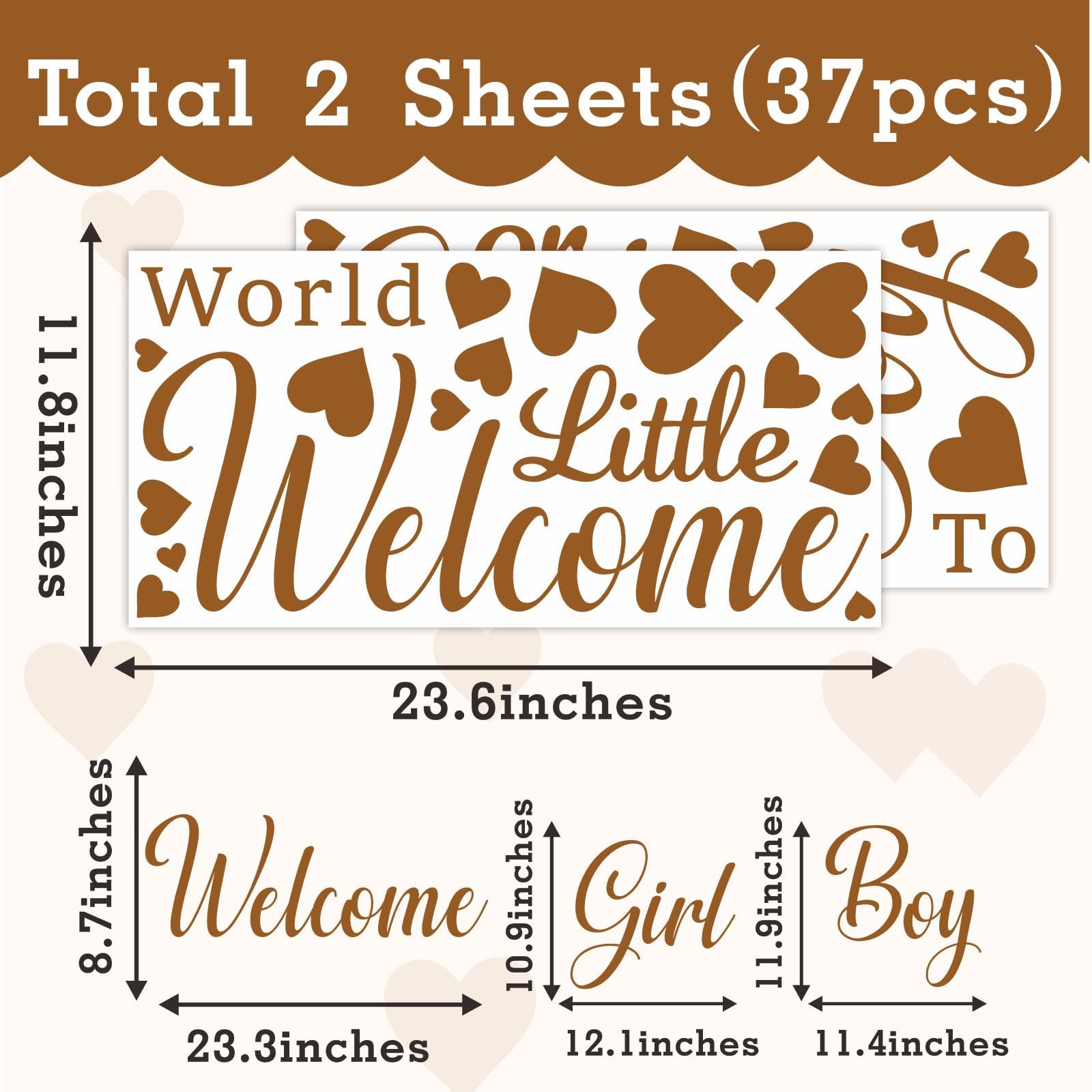 MOSITU Baby Shower Backdrop Decals 37 Pcs 2 Sheets Gender Reveal Party Stickers Boy or Girl Sign Balloon Arch Wall Decor Oh Baby He She Photo Props for Neutral Nursery - Image 4