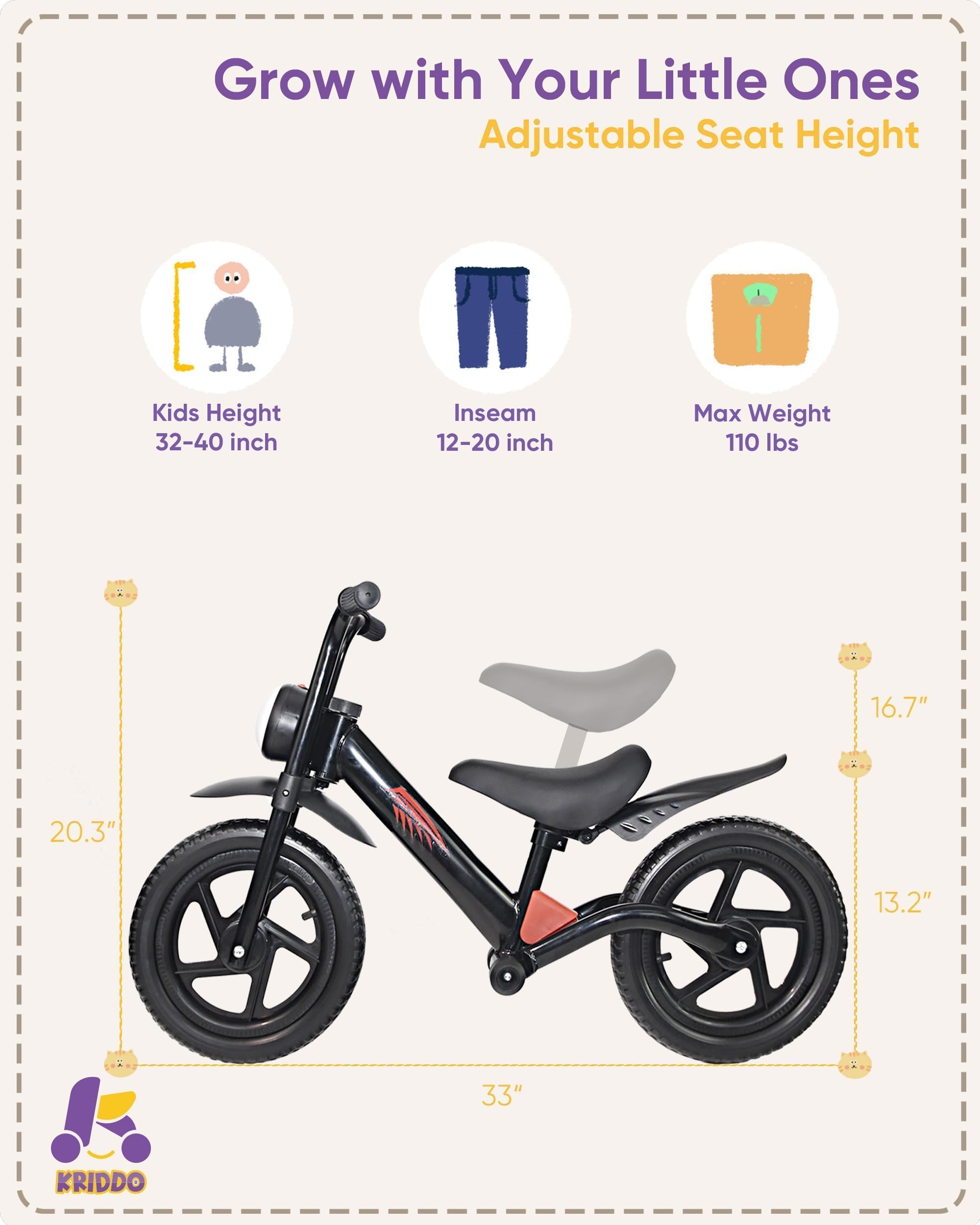 Amazon.co.jp: KRIDDO(クリッド) 子供用バランスバイク 2-5歳 フロント