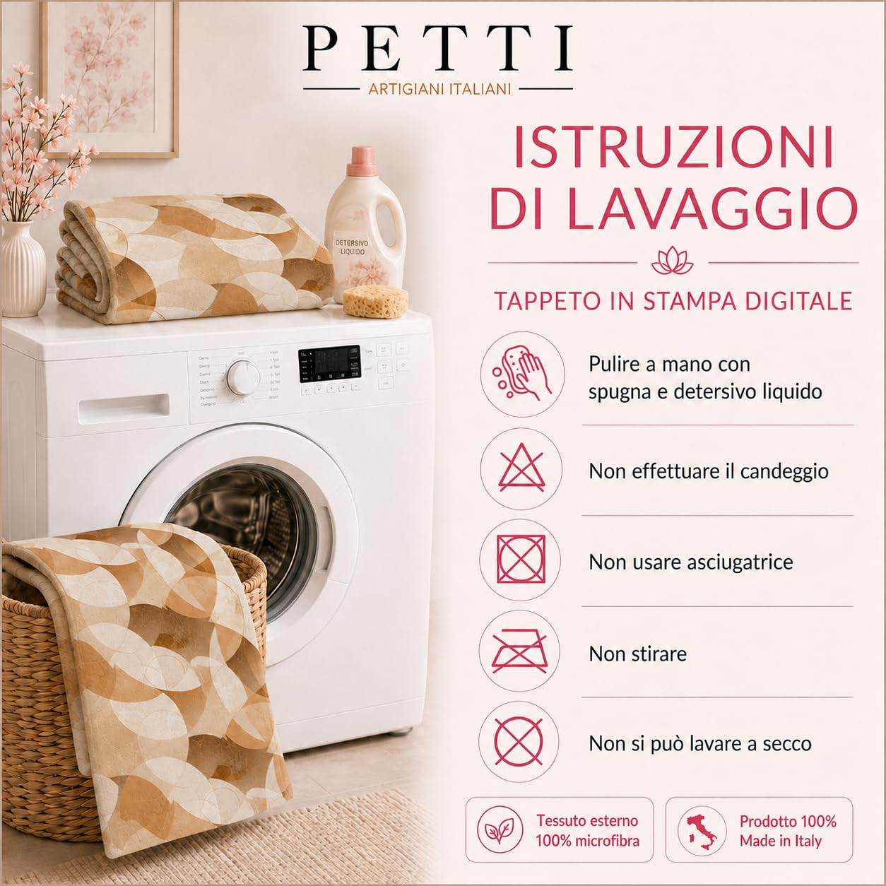 Petti Artigiani Italiani - Tapis antidérapant et Lavable, 50 x 340 cm, Motif Geo Delta, Bleu Ciel, 100% fabriqué en Italie