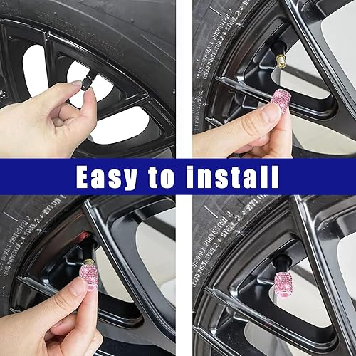 Miniatura 6 de Ziciner 4 tapas de vástago de válvula de neumático, cubierta de cristal hecha a mano con diamantes de imitación, accesorios exteriores de vehículos,