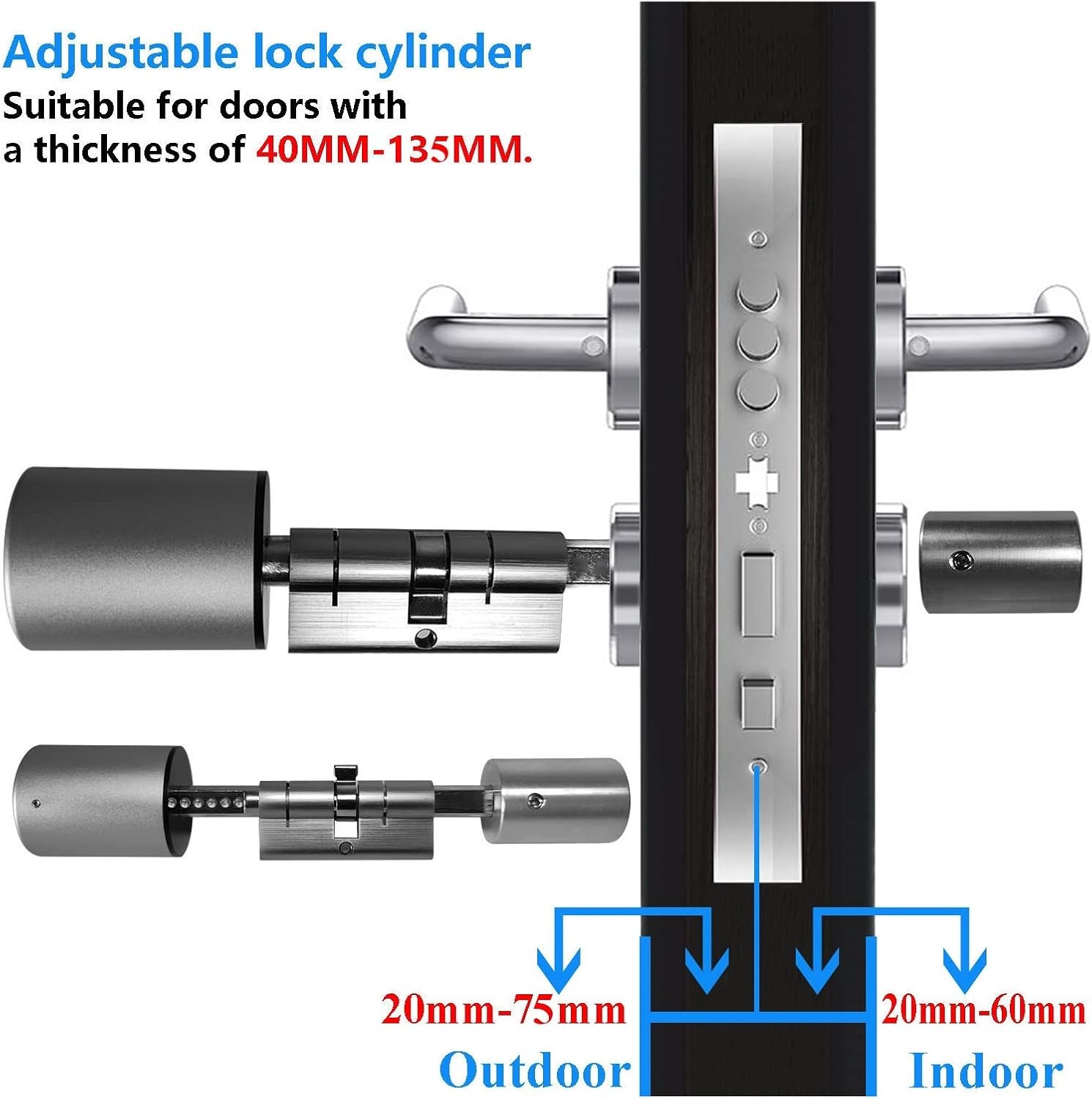 Intelligent Door Lock Variable Size Fingerprint Lock Fingerprint Cylinder Door Cylinder Lock Outdoor Door Lock Entry Door Cylinder Door Smart Lock Fiing for Lock (Gold)