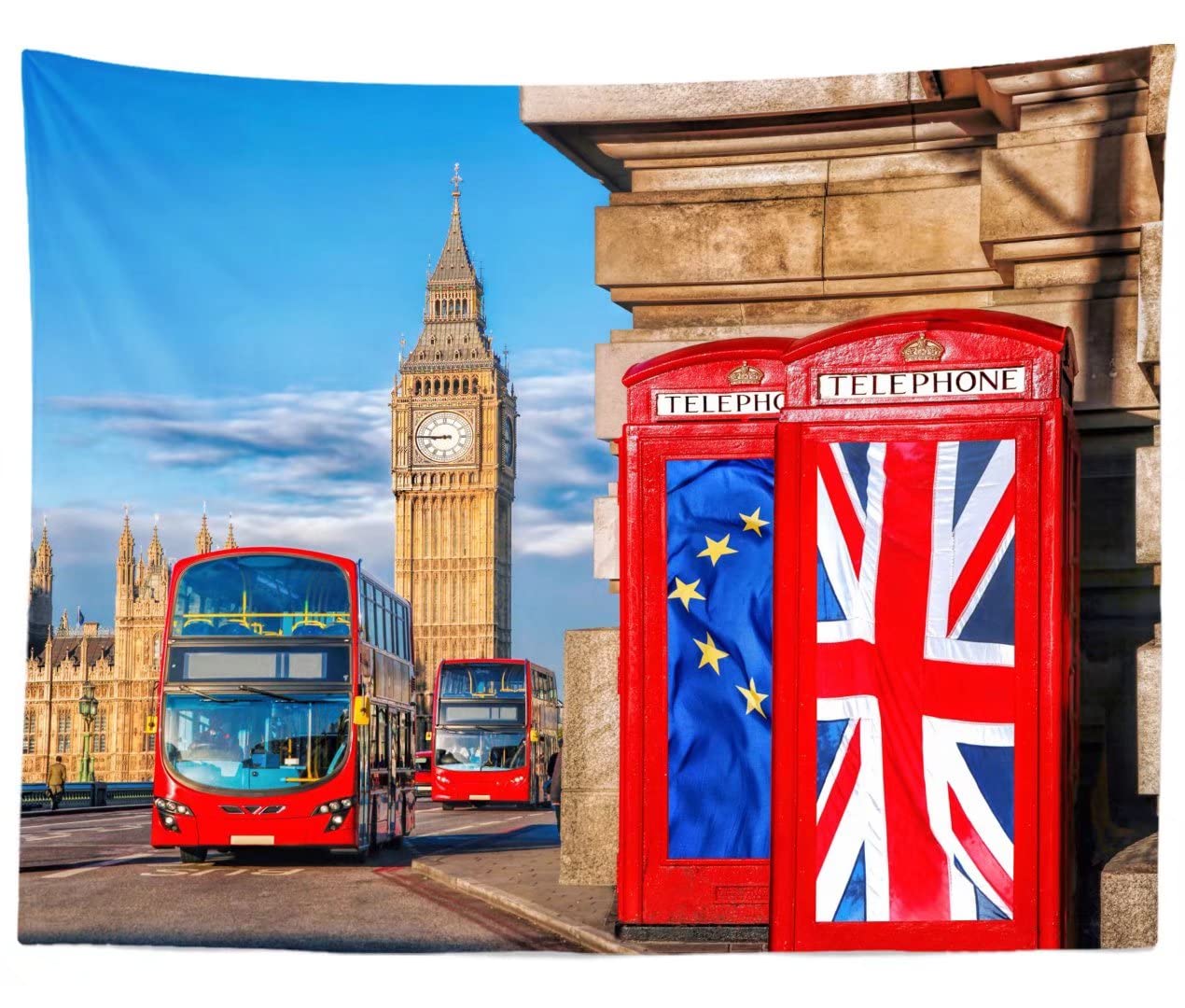 BELECO 10x8ft Fabric London Big Ben Backdrop England Parliament House Red Phone