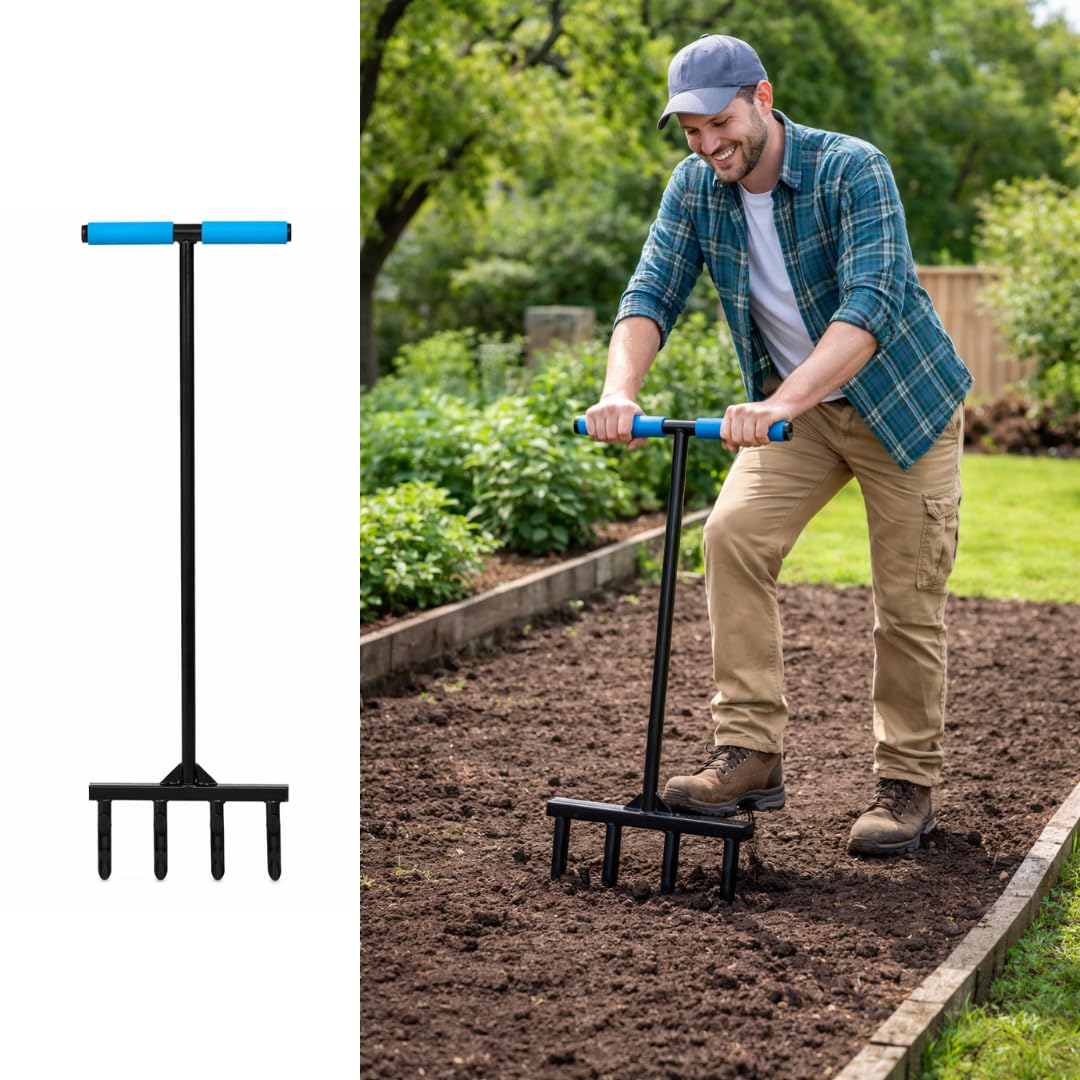 Rasenlüfter Arbeitsbreite 31 cm - Rasenspecht Aerifizierer - Vertikutierer Hand - Aerifizierer für Rasen - Handvertikutierer Schwarz 103x31x13cm