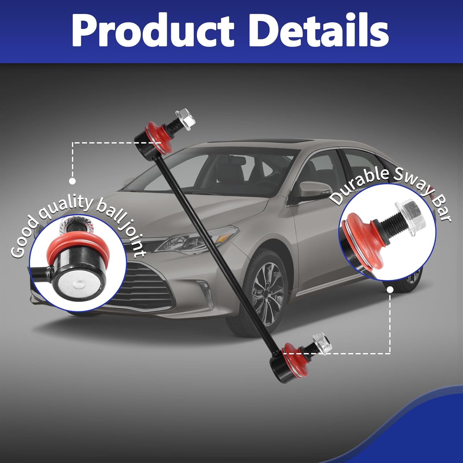 Sway Bar Links, K750123 Front Stabilizer Sway Bar End Link Kits Compatible With 2007-2017 Toyota Camry 2013-2018 Avalon Lexus ES350 ES300h