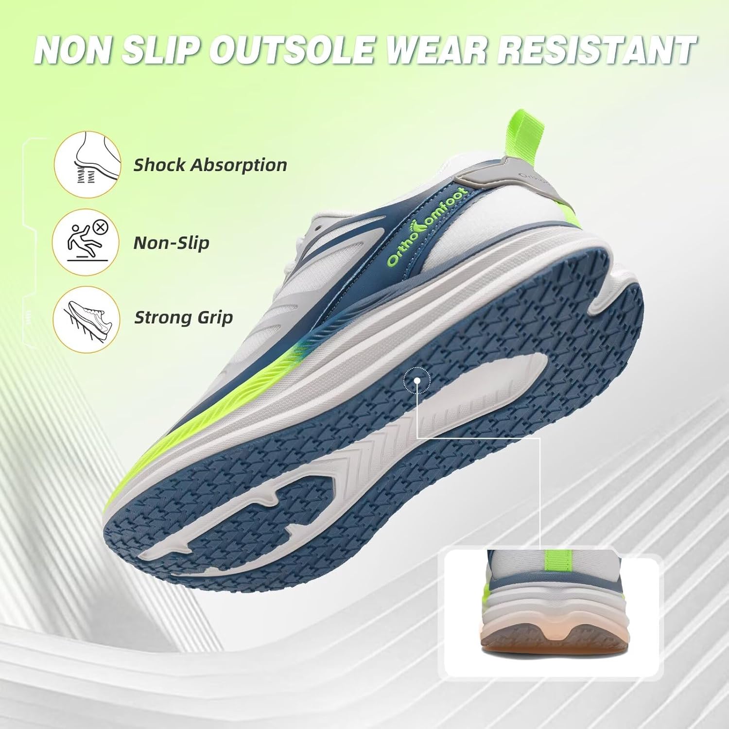 Men's Orthopedic Road Running Shoes: Comfortable Casual Arch Supports Plantar Fasciitis Orthotic Sports Athletic Sneakers, Flat Feet High Arch Tennis Work Walking Shoes for Foot Heel and Pain Relief