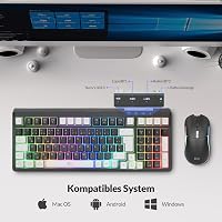 Rii Wireless Gaming Billentyűzet és Egér Szett, Bluetooth 2.4GHz, LED Háttérvilágítás 8