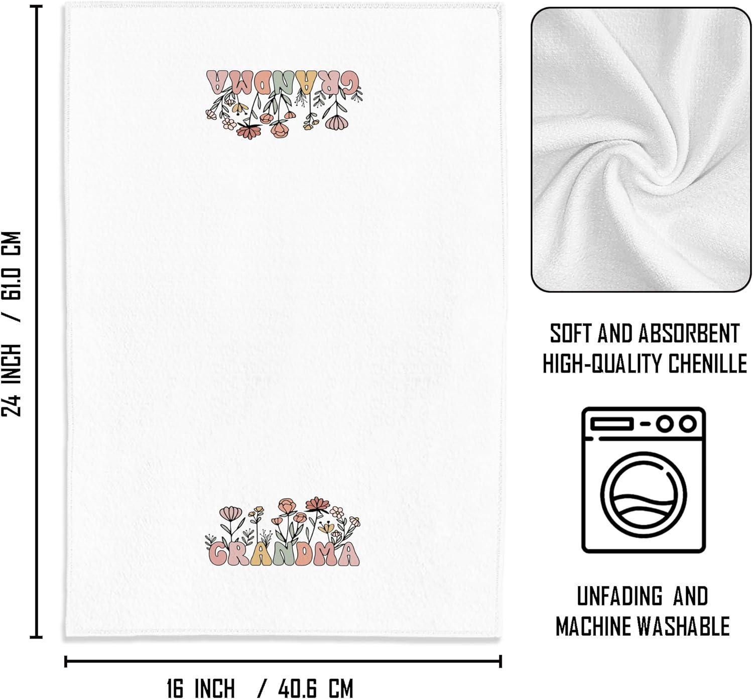 Grandma Gifts Kitchen Towels - Grandma Kitchen Towels, Grandma Gift Ideas Hand Towels, Grandma Gifts for Mothers Day, 16×24 Inches, 011-XS-MJ-1 - Image 8