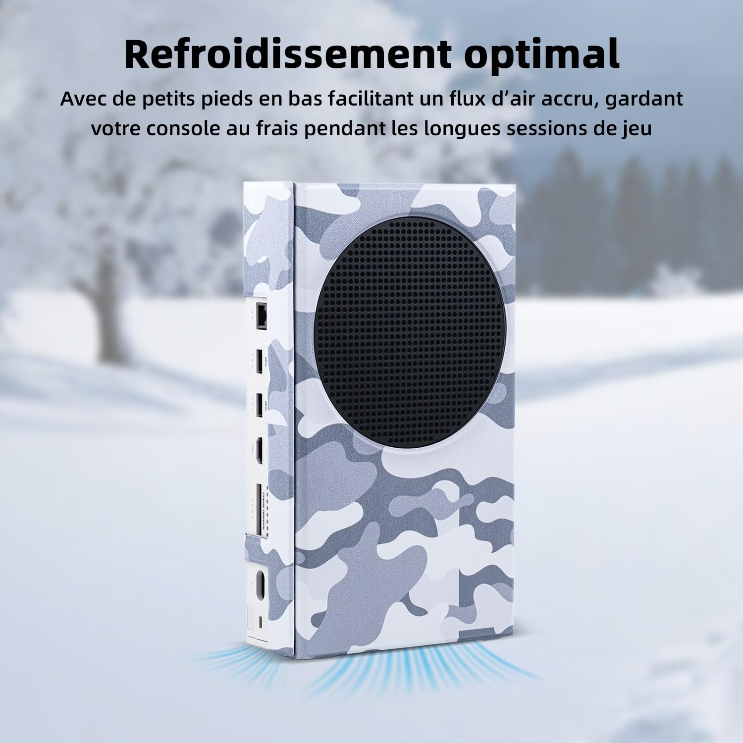 Mcbazel Magnétique Smart Wraps de Protection pour Console Xbox Series S, Accessoires en Cuir PU de Qualité Supérieure et Doublure Intérieure Douce - Camouflage Gris