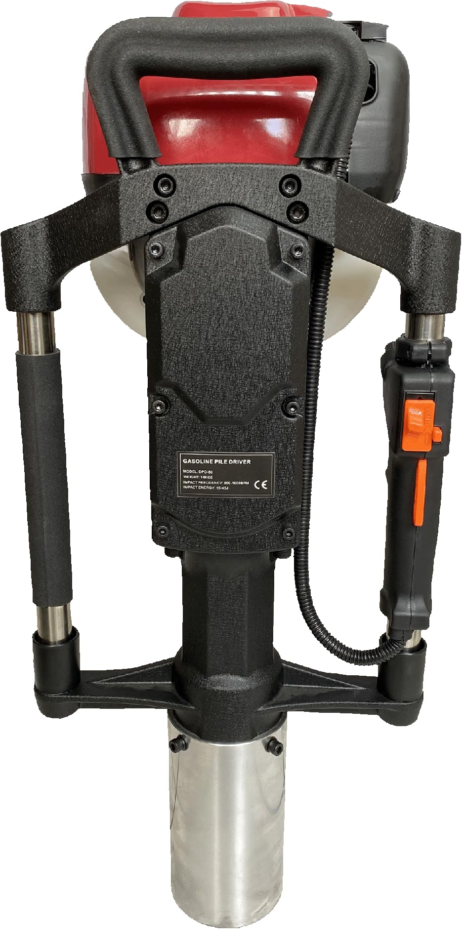 Berger & Schröter | Benzin Honda GX50 Motor 2PS 4 Takt Pfahlramme Zaunpfahlramme Pfostenramme Handramme 25-50J Schlagenergie, Rot