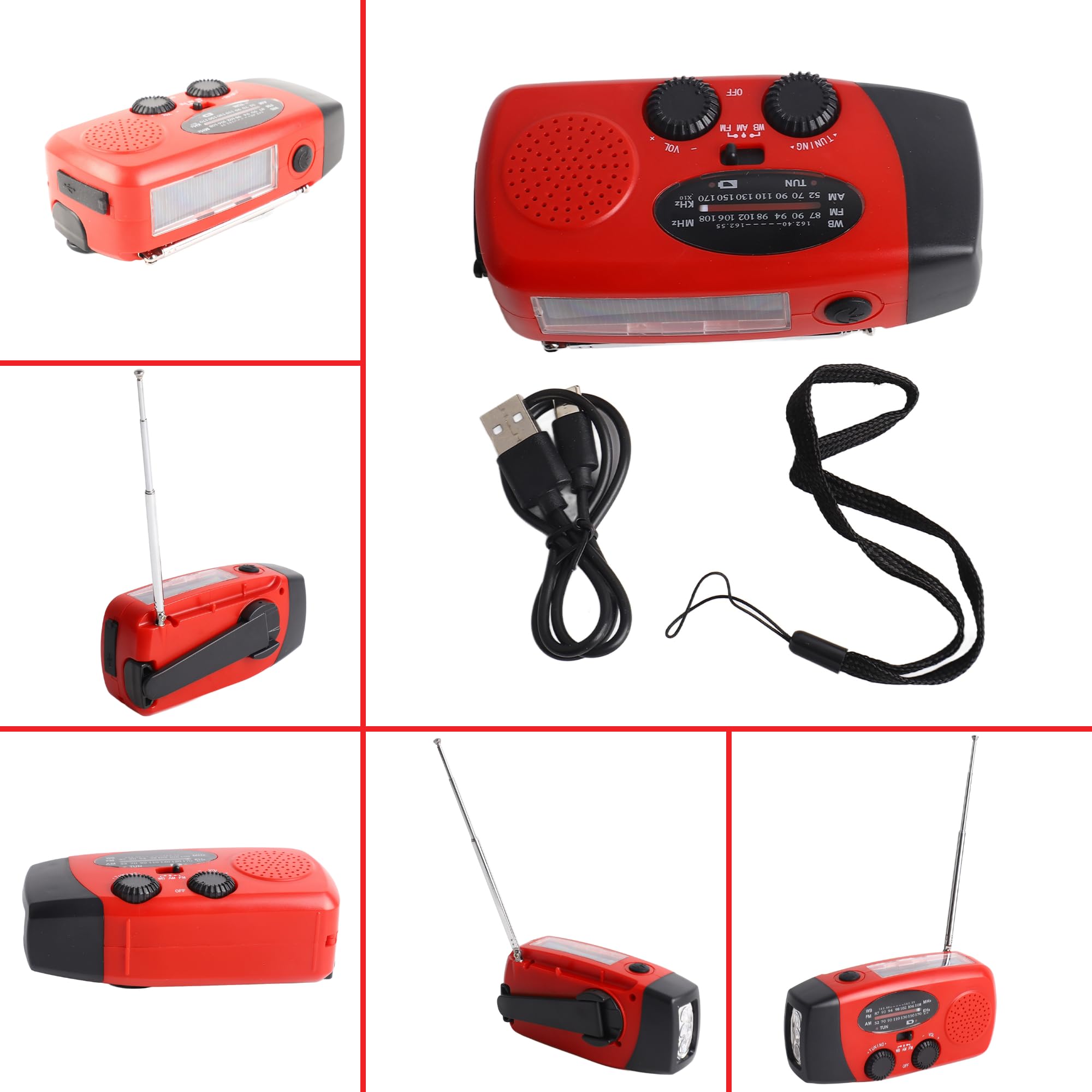 Notfall-Solarradio Solar Kurbelradio mit LED-Taschenlampe, AM/FM/NOAA Handkurbel Notfallradio mit 1200mAh Powerbank für Wandern Outdoor Camping
