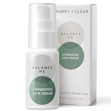 Balance Me Congested Skin Face Serum, Natural Acne Treatment for Face, Non-Drying Spot Serum & Pimple Cream for Oily, Combination & Sensitive Skin 1 x 0.5 fl oz