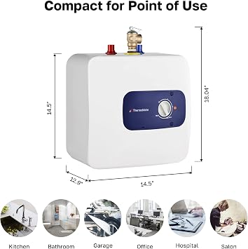 ThermoMate Mini Tank Water Heater Electric, 4 Gallons Small Under Sink Water Heater for Point of Use Instant Hot Water 110V 120V, Wall or Floor Mounted, UL Listed ES400