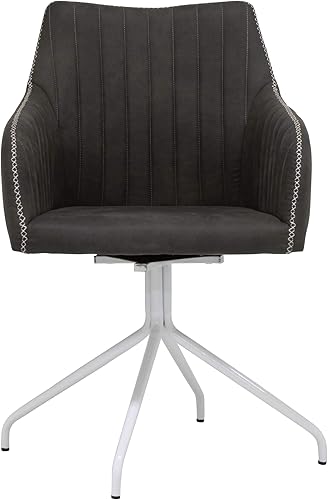 Miniatura 3 de Calico Designs Adelaide - Silla giratoria de respaldo medio, silla decorativa de oficina en casa con brazos, sin ruedas en patas de metal