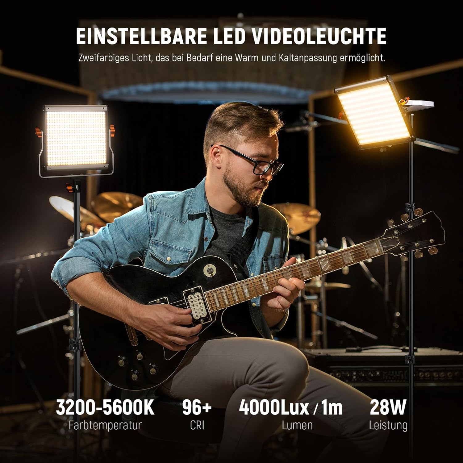 NEEWER 2er Pack dimmbares zweifarbiges 480 LED Videolicht und Ständerbeleuchtungsset beinhaltet: 3200-5600K CRI 96+ LED Panel mit U Halterung, 75" Lichtstativ für YouTube Studiofotografie, Videos