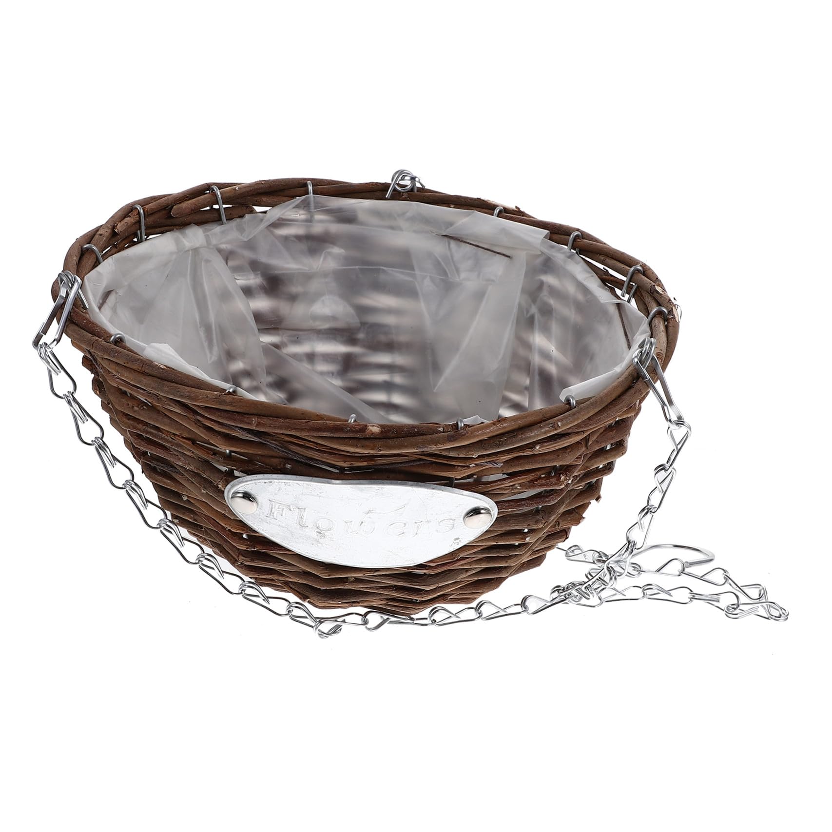 Vasi Sospesi Set 2 Pezzi Marrone in Rattan e Metallo Decorazione per Piante da Interno e Balcone, per Appassionati di Giardinaggio