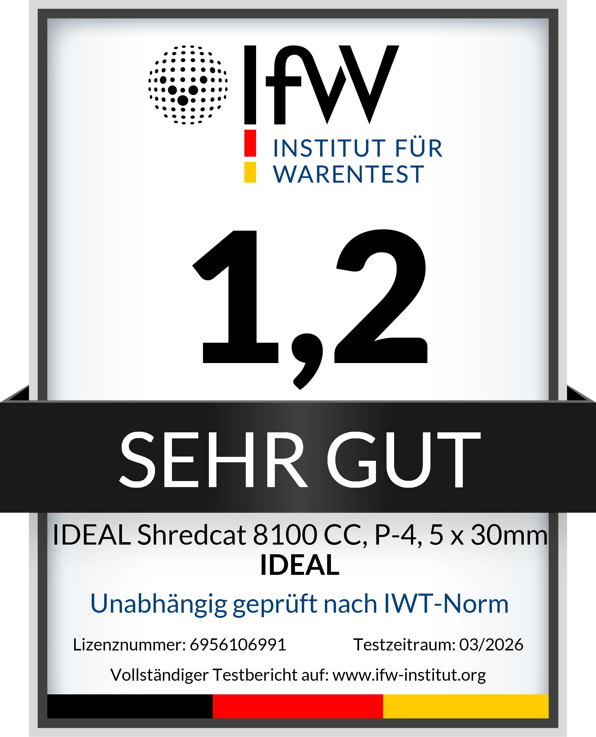 IDEAL Shredcat 8100 CC Aktenvernichter P4, 10–12 Blatt (80-70 g/m²), leise, 20L, Partikelschnitt 5×30 mm, Auto Start/Stopp, DSGVO-konform, Home Office & Büro Schredder