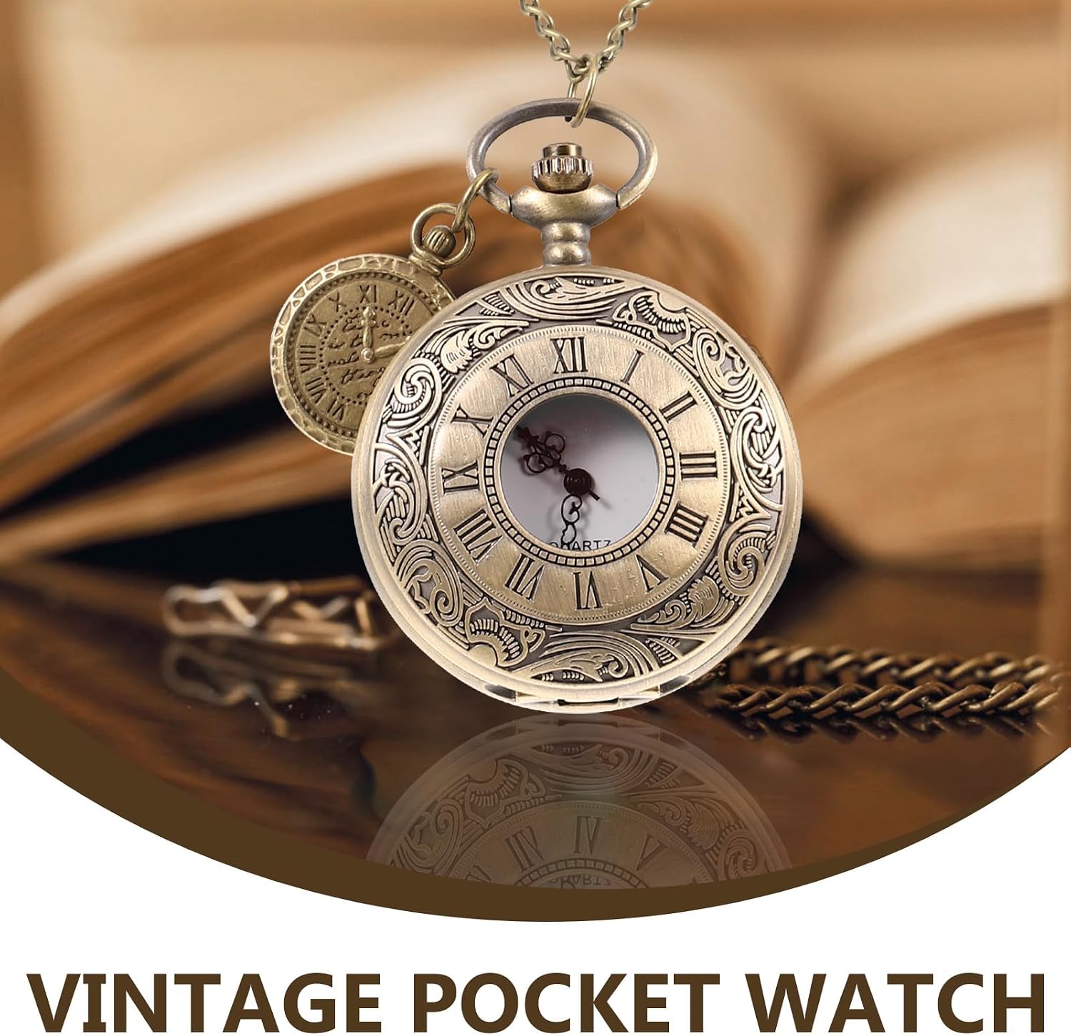 TOYANDONA Vintage Pocket Watch Roman Numeral Men’s Pocket Watch with Roman Dial for Daily Wear