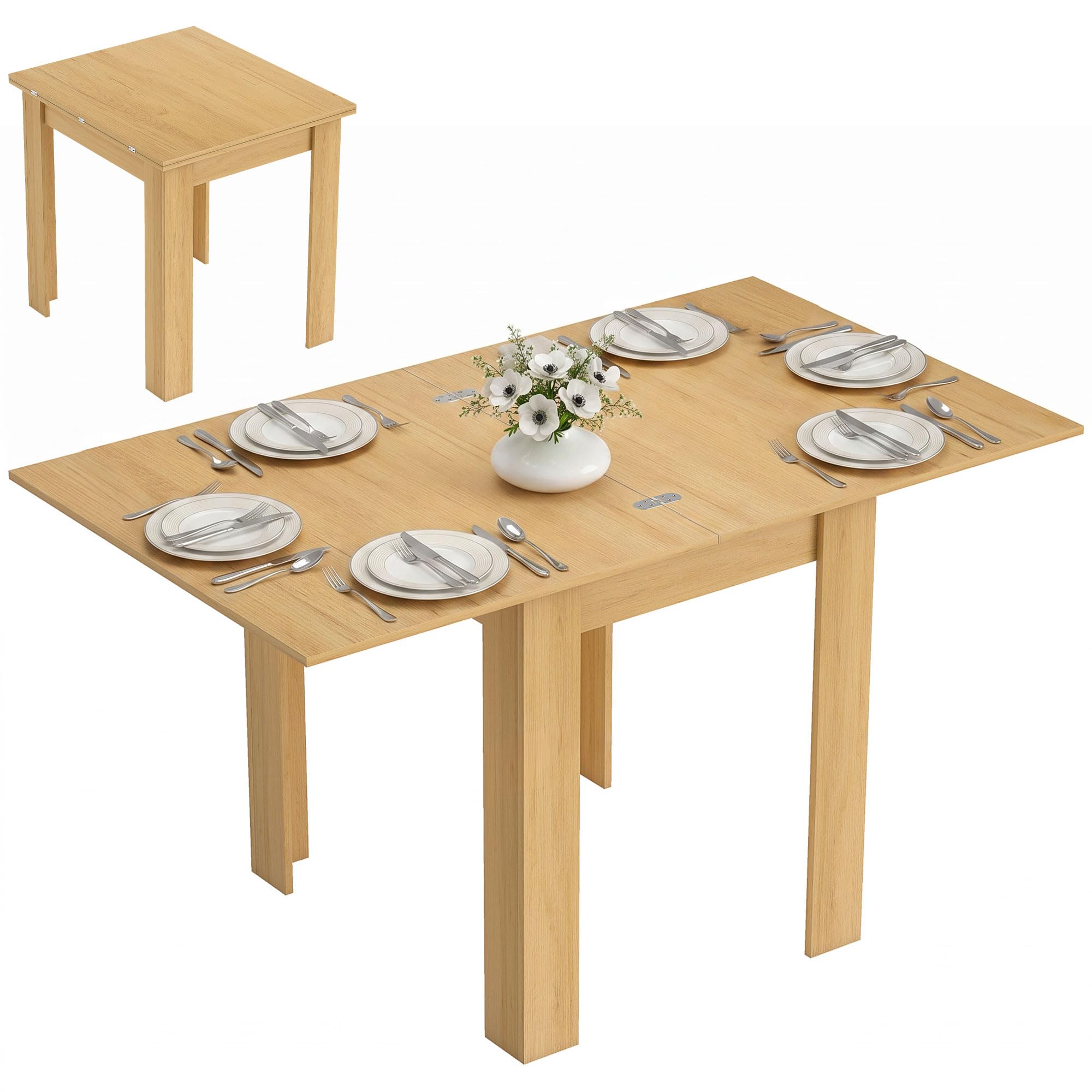HOMCOM Esstisch Ausziehbar 70/140 x 80 cm für 4–6 Personen Holzoptik Natur