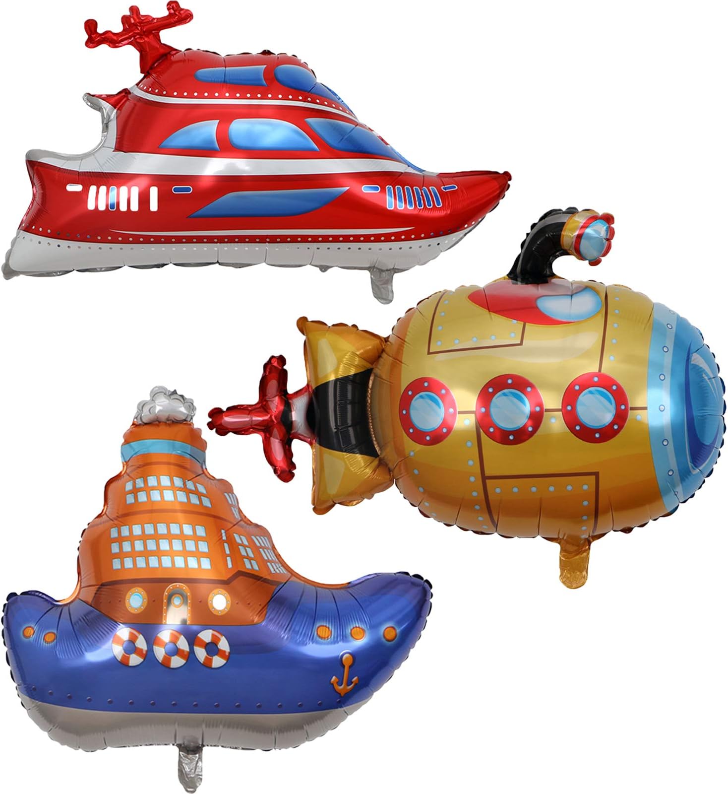 Boat Balloons Jumbo Submarine Steamship Speedboat Shaped Balloons for Birthday Baby Shower Under the Sea Ocean Nautical Themed Party Decorations Supplies