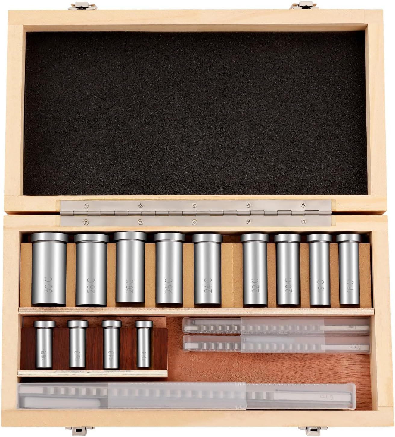 22Pcs Keyway Broach Sets, Industrial Tools for Lathe, Metric Size 4mm B1, 5mm B1, 6mm C, 8mm C Broaches, 13pcs Bushings and 5pcs Shims Metalworking Tool (22Pcs)