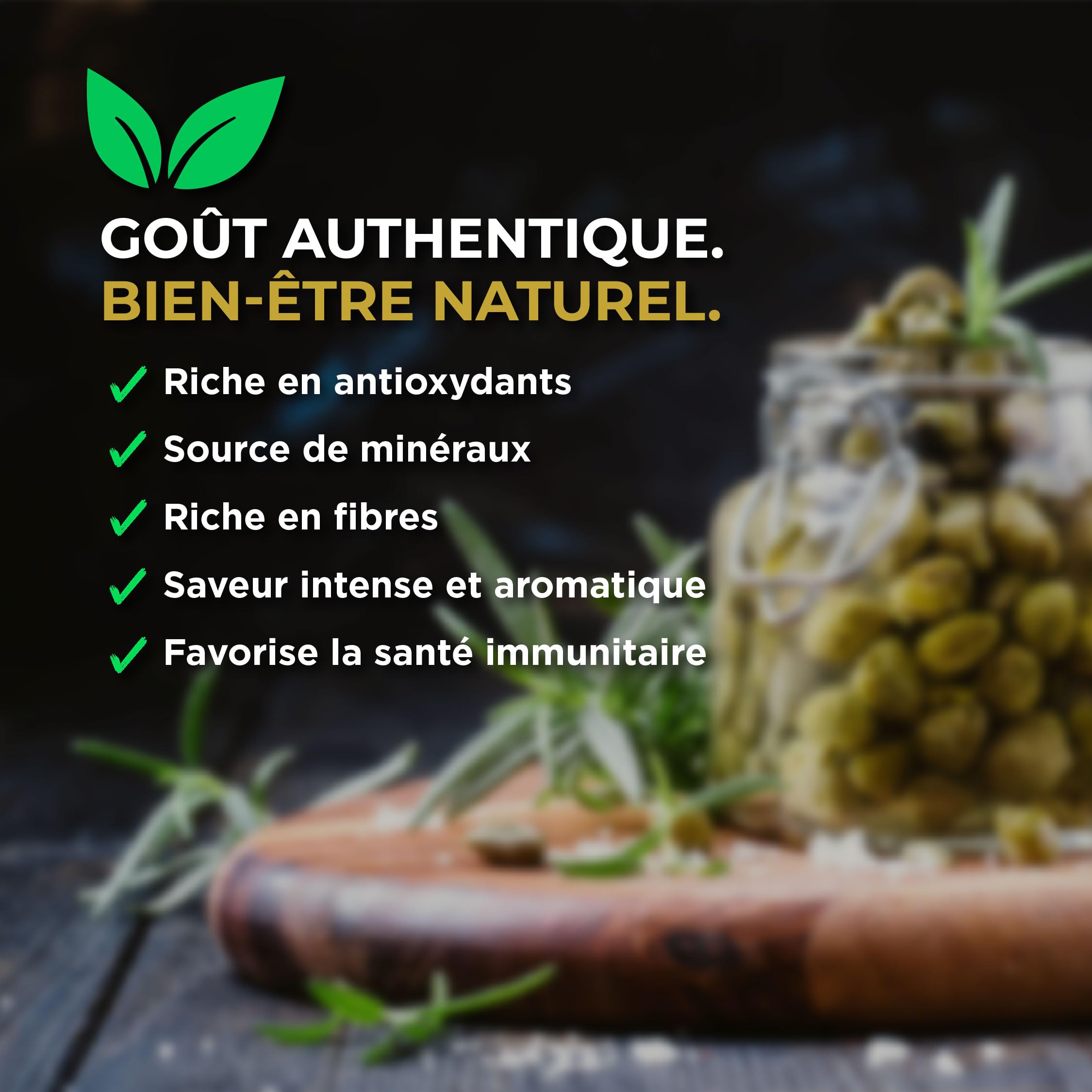 Câpres moyennes au sel - Câpres des îles Éoliennes d'Italie - Sans gluten - 250gr (2 Pièces = 500 Gr)
