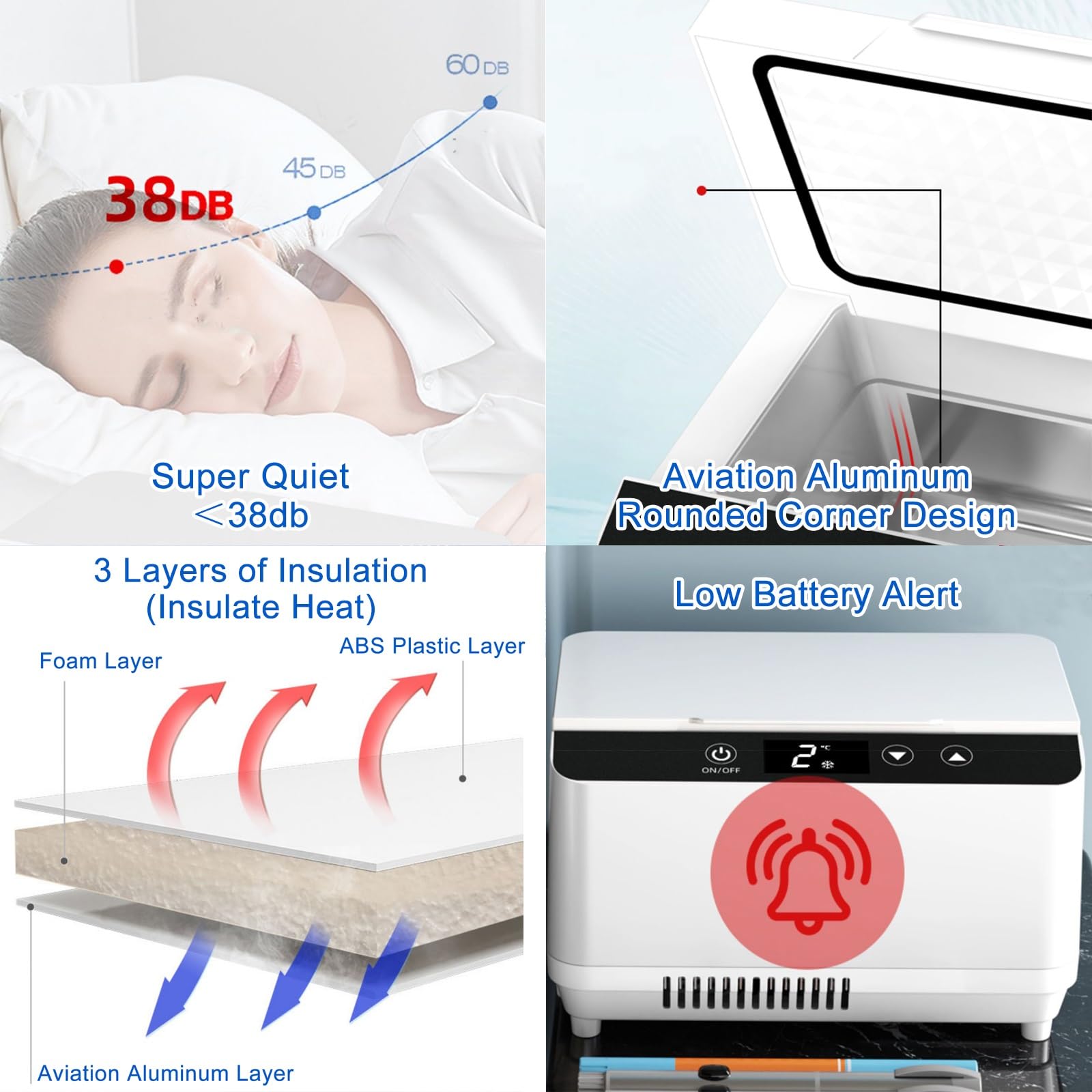 Mini Frigo Medical et Refroidisseur d'insuline Haute Capacité pour Voiture, Trousse à Insuline, Réfrigérateurs à Insuline Portables, Voyage, Maison en Plein Air (Size : Lithium Battery x 2)