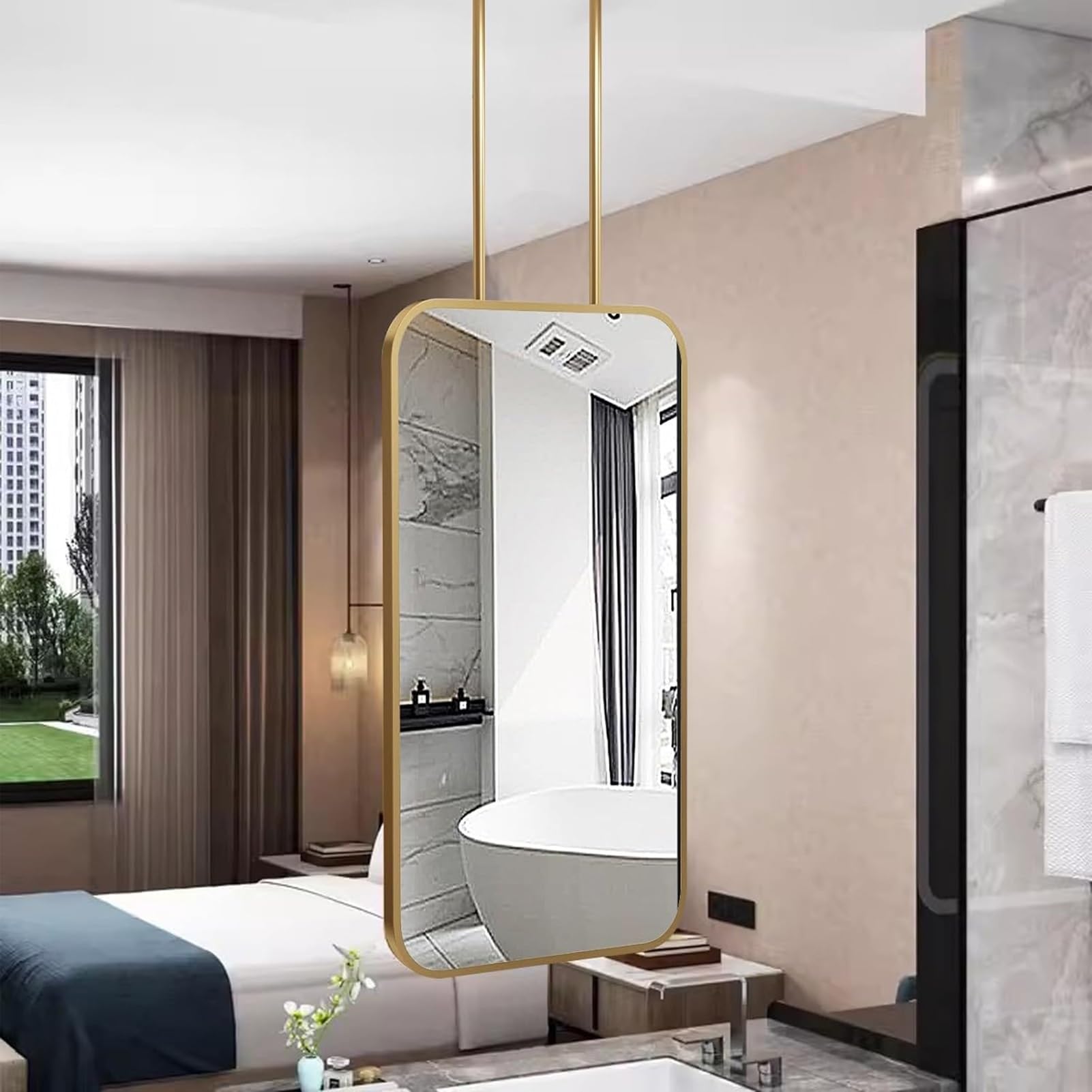CGCSYZ Floating Bathroom Decorative Mirror Ceiling Hanging Mirror, Wall Vanity Mirror, For Bathroom Toilet Shaving Vanity Mirror Entrance Hallway Wall Decorative Mirror (40cmx80cm)