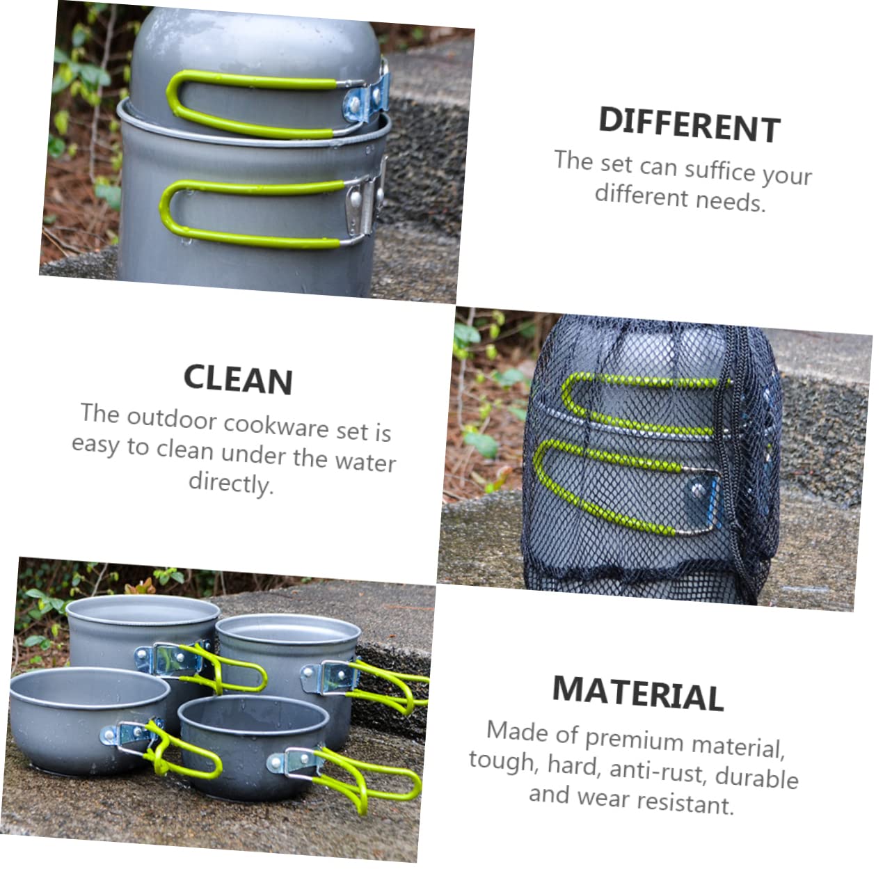 Gogogmee 1Set Camping Cookware Portable Outdoor Cooking Pot with Non Stick Design Lightweight for People for Hiking Picnics and Backpacking Trips