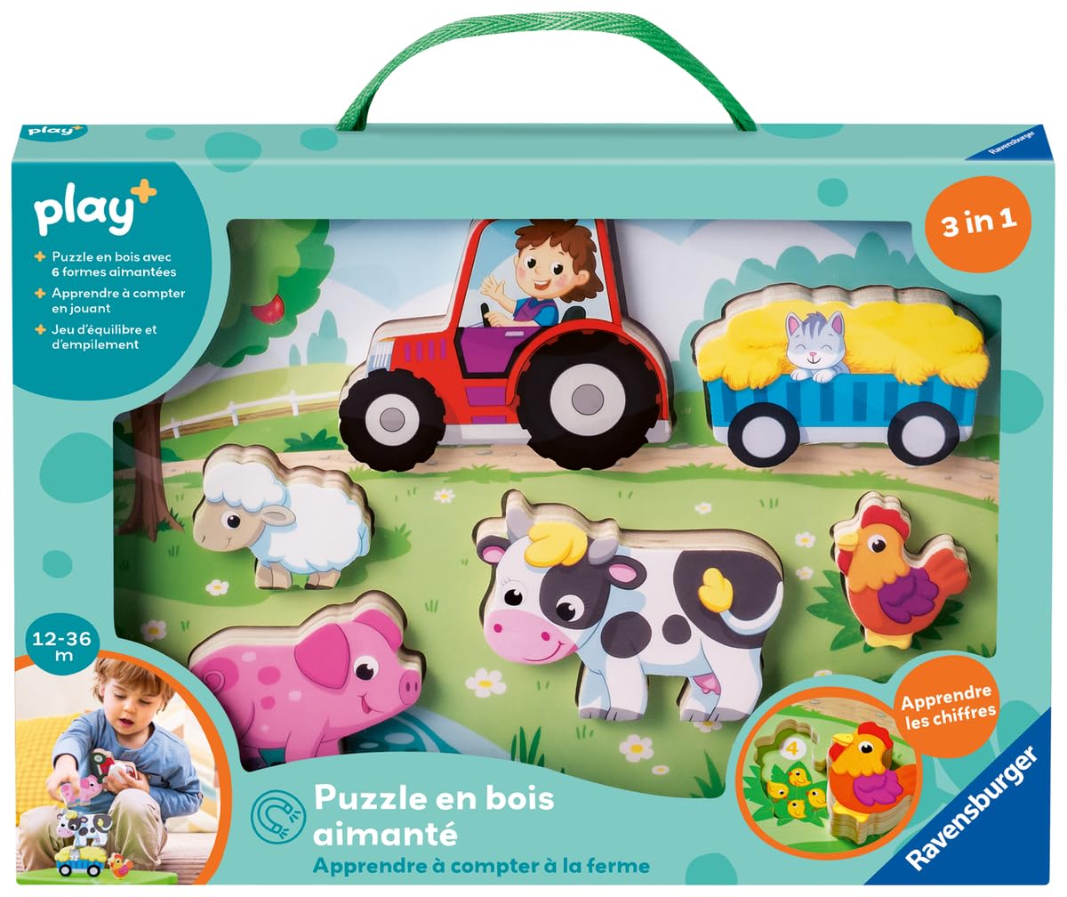 Ravensburger Puzzle en Bois aimanté A la Ferme Jouet bébé dès 1 an