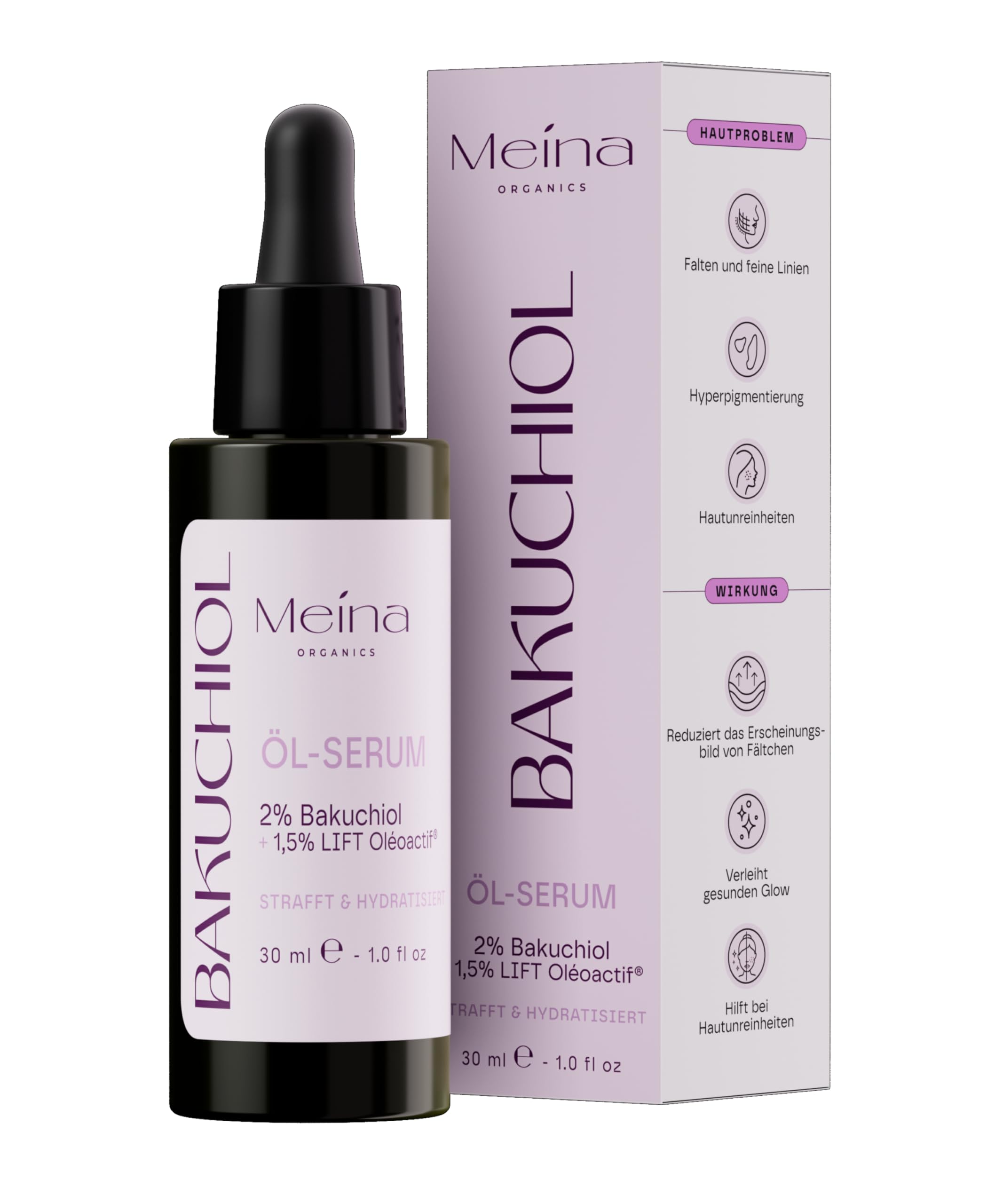 Meina 2% Bakuchiol Oil Serum with LIFT Oléoactif®, Squalane and Coenzyme Q-10