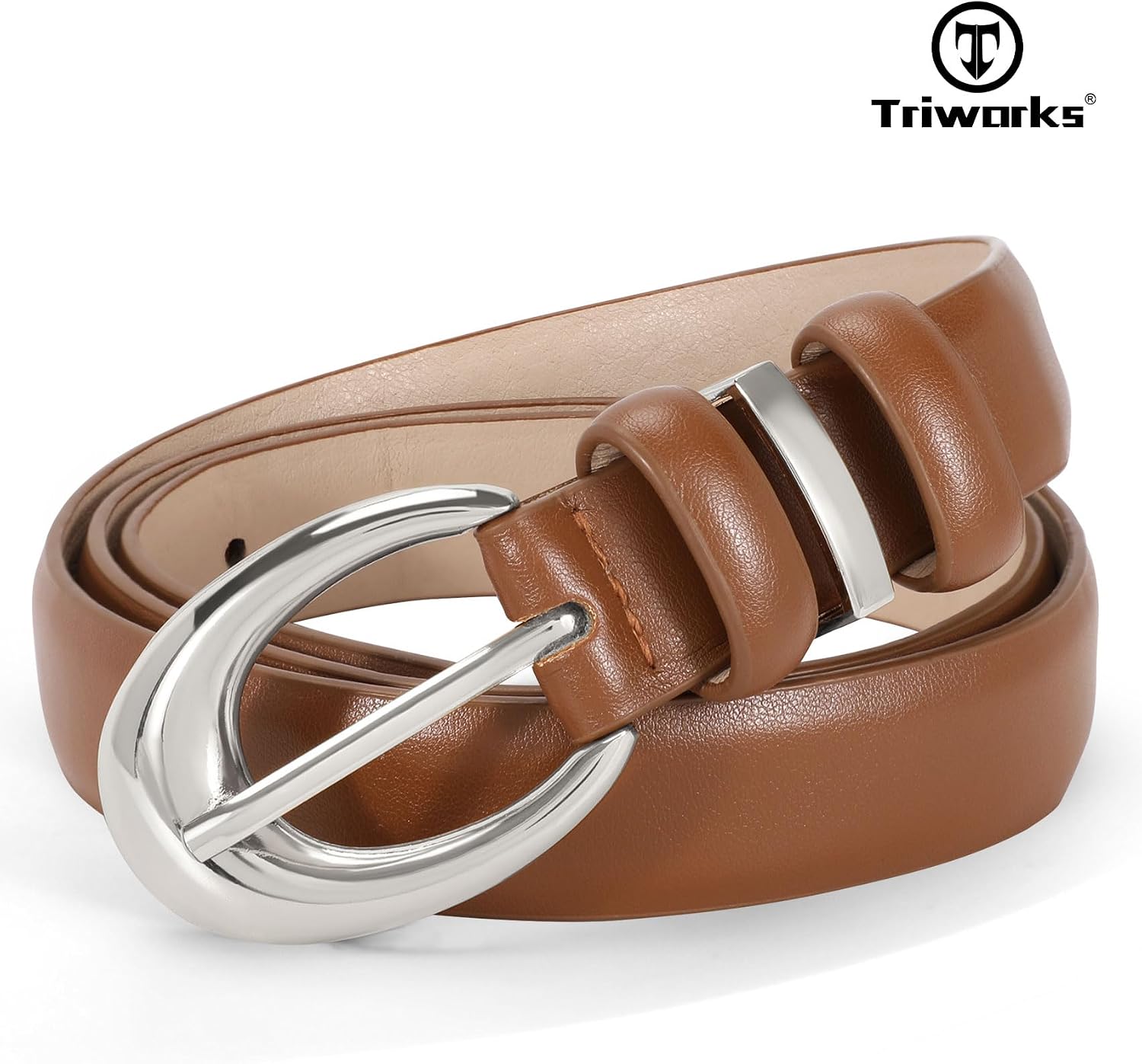 TRIWORKS 3 Pack Women Leather Belt for Jeans Pants Fashion Ladies Faux Leather Belt with Gold Buckle image 5