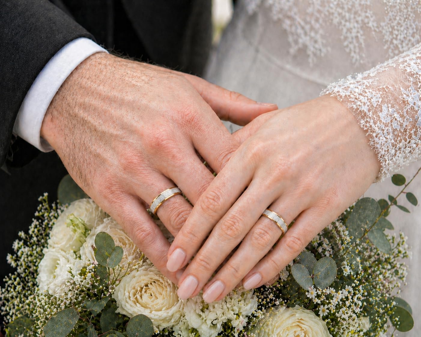 Gemini Custom Free Engrave Groom Bride Anniversary Wedding Titanium Rings Set Color Yellow Gold