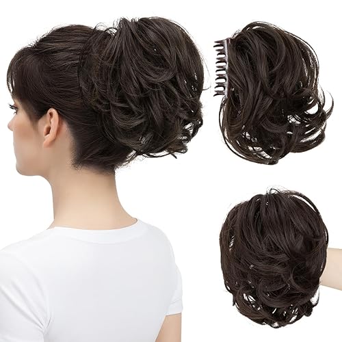 youngways Claw Clip Short Ponytail Messy Bun Hair Piece Bendable