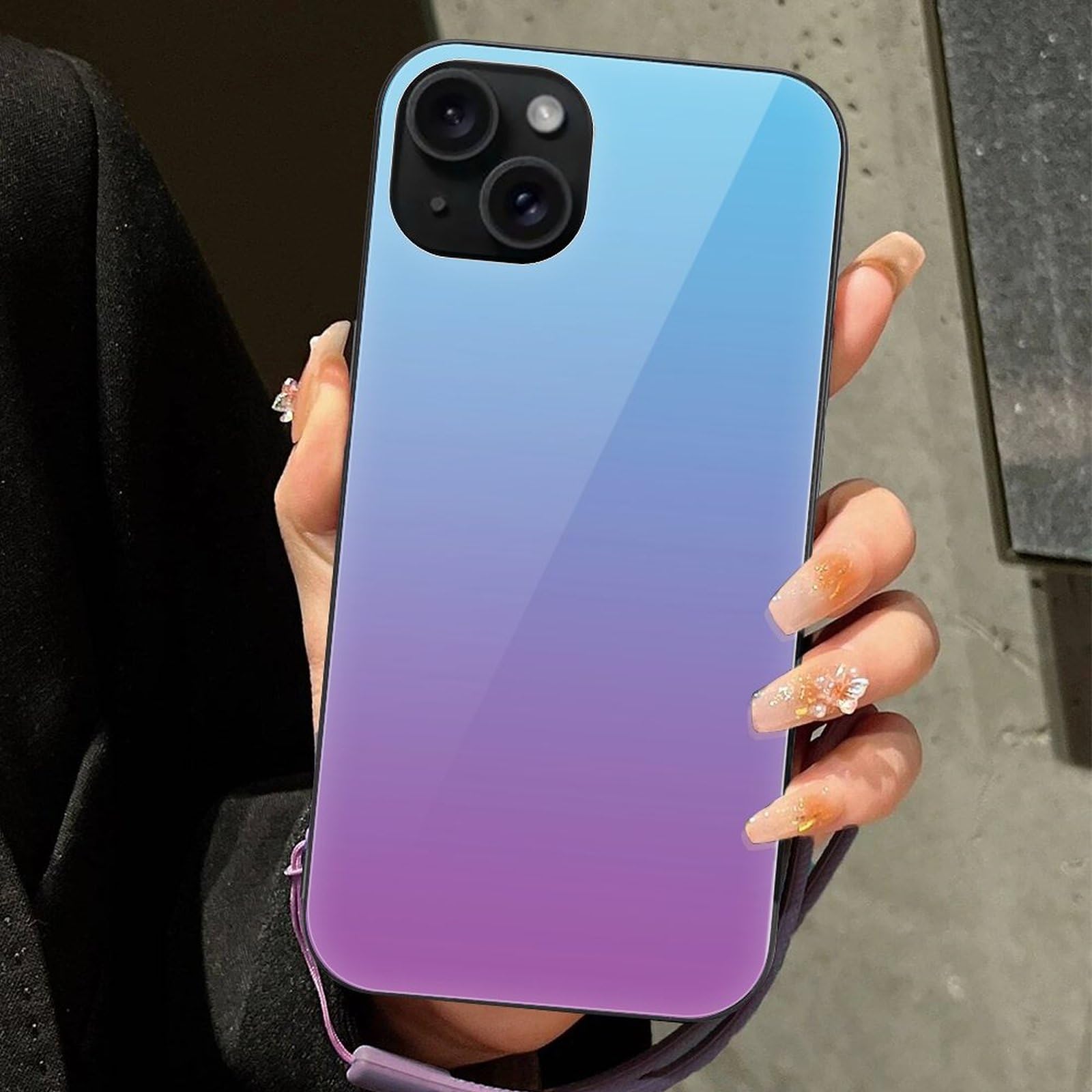 Amazon.co.jp: 青及び紫色 グラデーション iPhone 15 Plus ケース