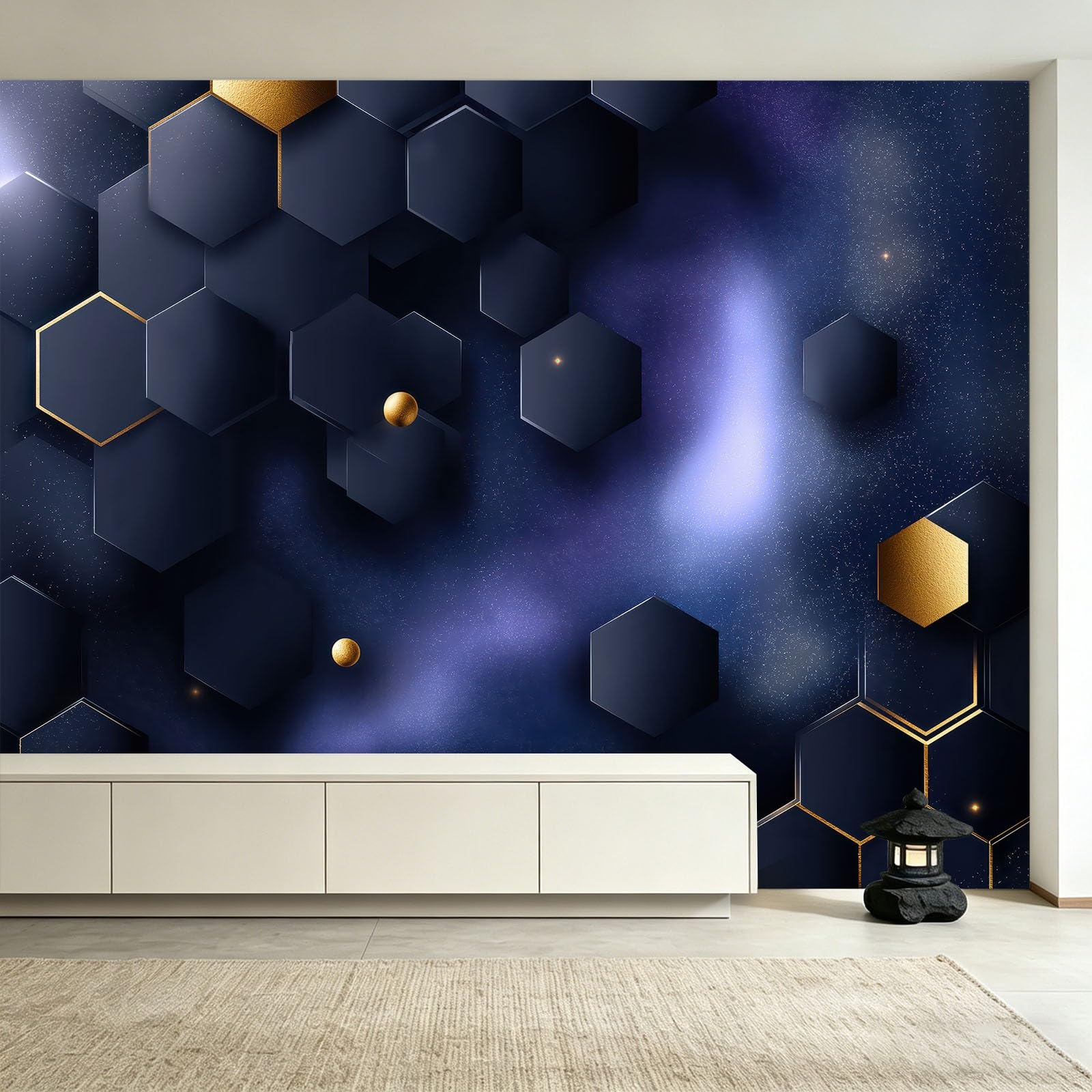 Générique Tapeta 3D gwiaździste niebo mgławica 200 x 140 cm - panoramiczna tapeta ścienna - fantazyjny plakat kosmiczny - dekoracja do salonu, sypialni, kuchni i łazienki