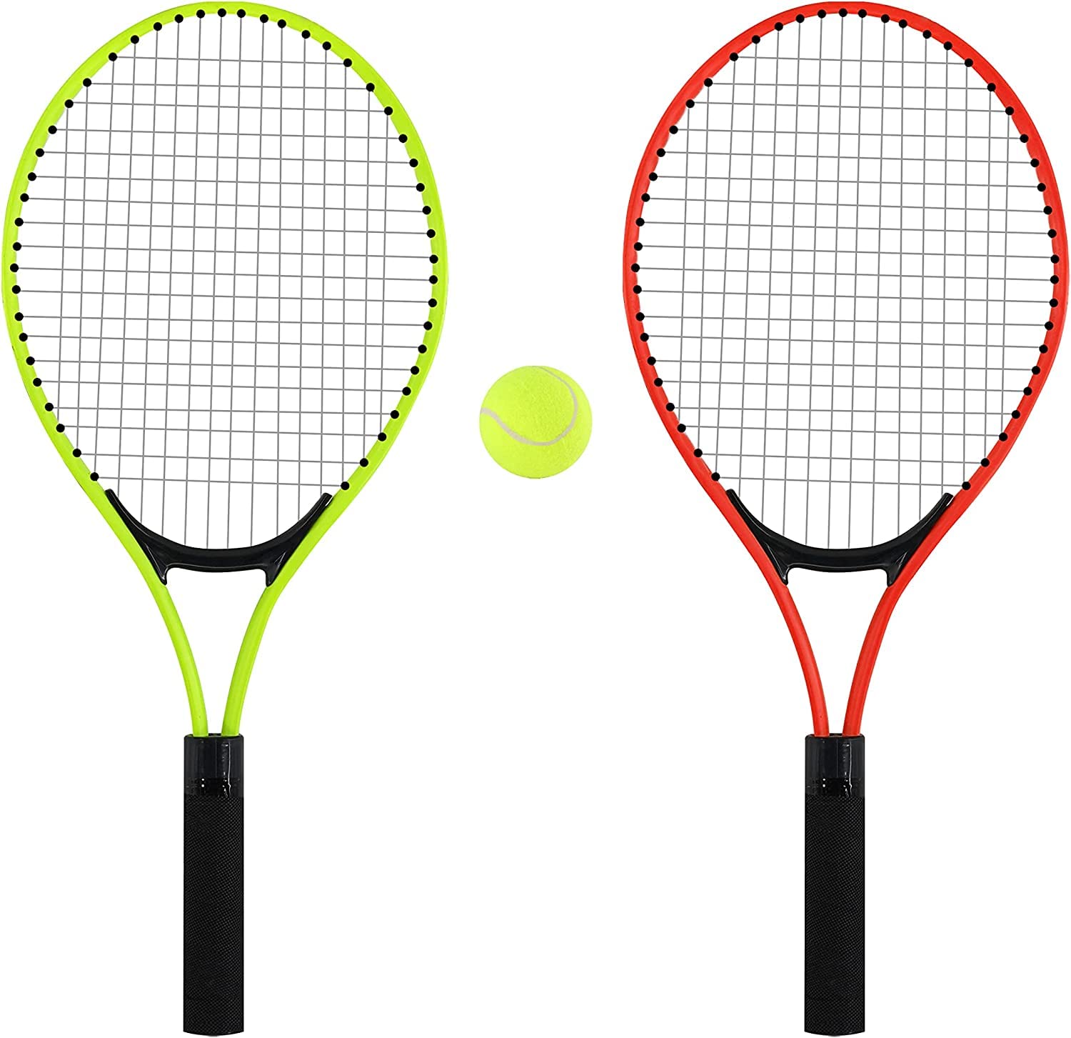 Unibos Kids Tennis Racquet Set - 2 Aluminum Metal Rackets with Soft Grip Handles, Carrying Case, and Tennis Balls