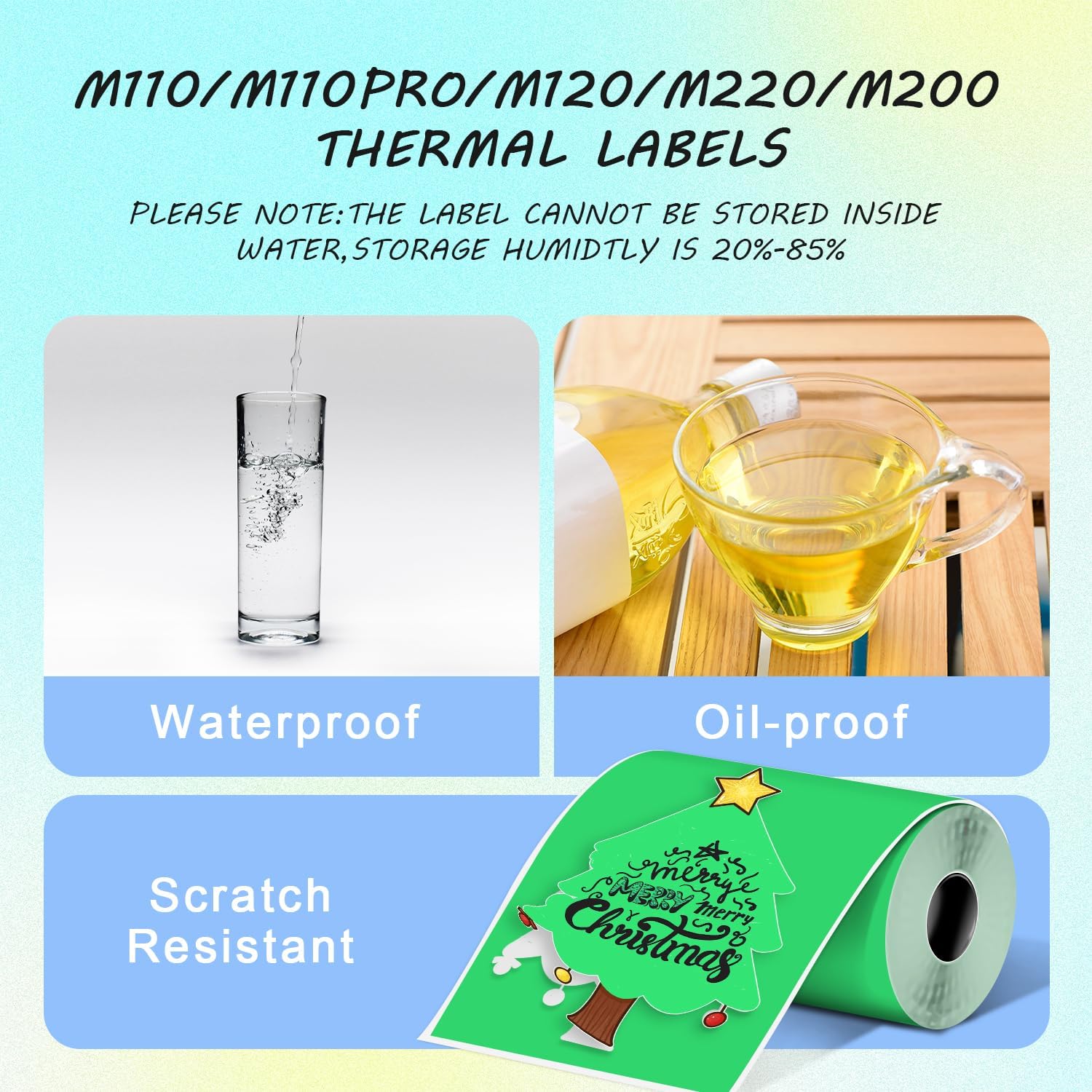 Thermal Labels Christmas Tags for Xmas Compatible with Phomemo M100/M110/M150/M221/M220/M120/M200/M250 Label Printer,1.97''x3.15''(50x80mm), 100 Labels/Roll - Image 3