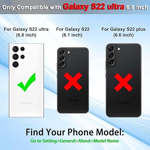 Miniatura 2 de VANAVAGY Funda compatible con Galaxy S22 Ultra tipo cartera con bloqueo RFID, piel sintética, cierre magnético, función atril y función atril para