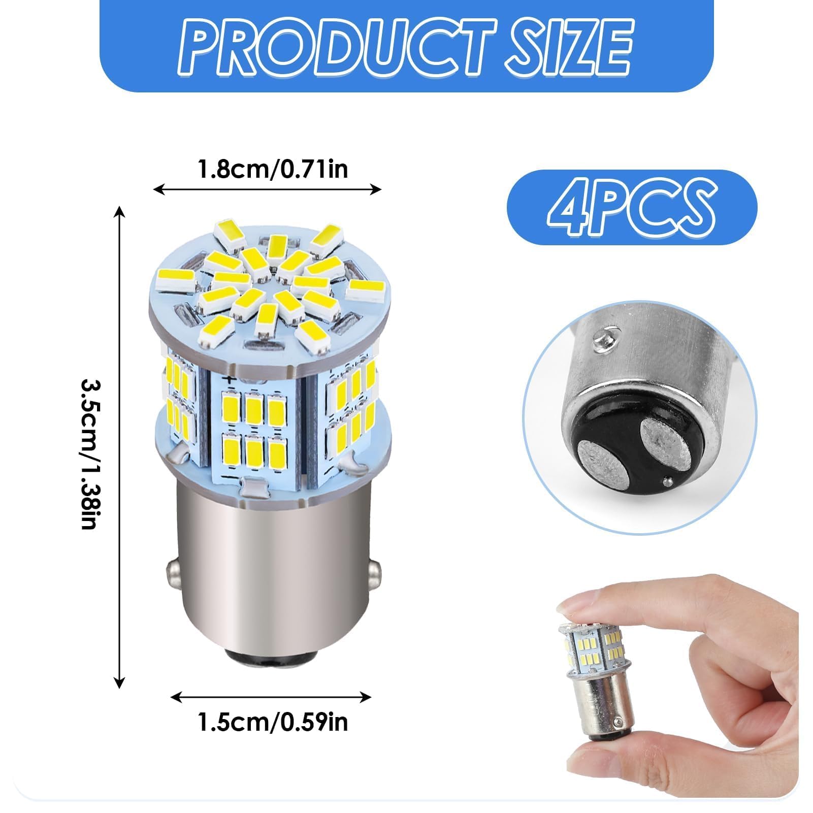 Ampoules LED 1157 Blanc 6500K - Pack De 4 | Pour Feux Stop Et Clignotants De Voiture, Moto Et Camping-car