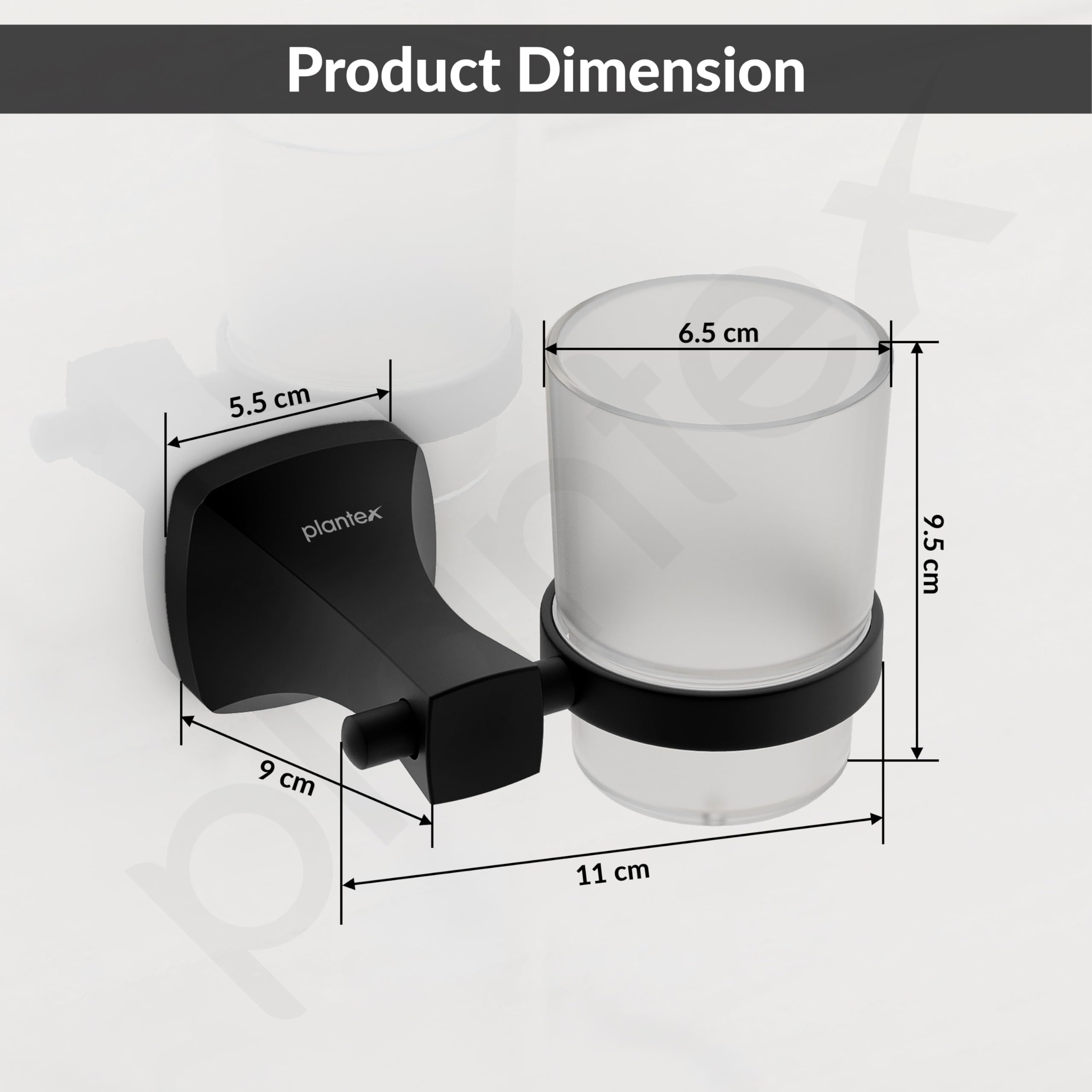 Plantex Space Aluminum Glass Tumbler Holder/Wall Mounted Tooth Brush Holder/Bathroom Accessories (Black) 1