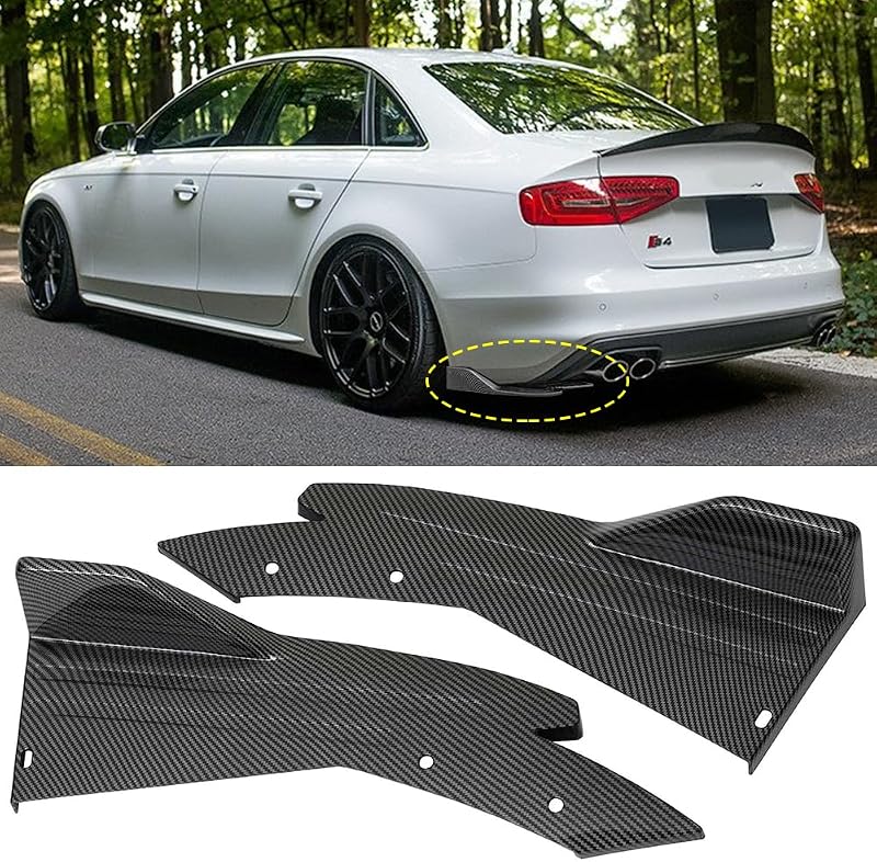 Splitter Difusor Spoiler Lip do Para-Choque Traseiro em PP com Acabamento Carbon Fiber goodfitment – 2 peças