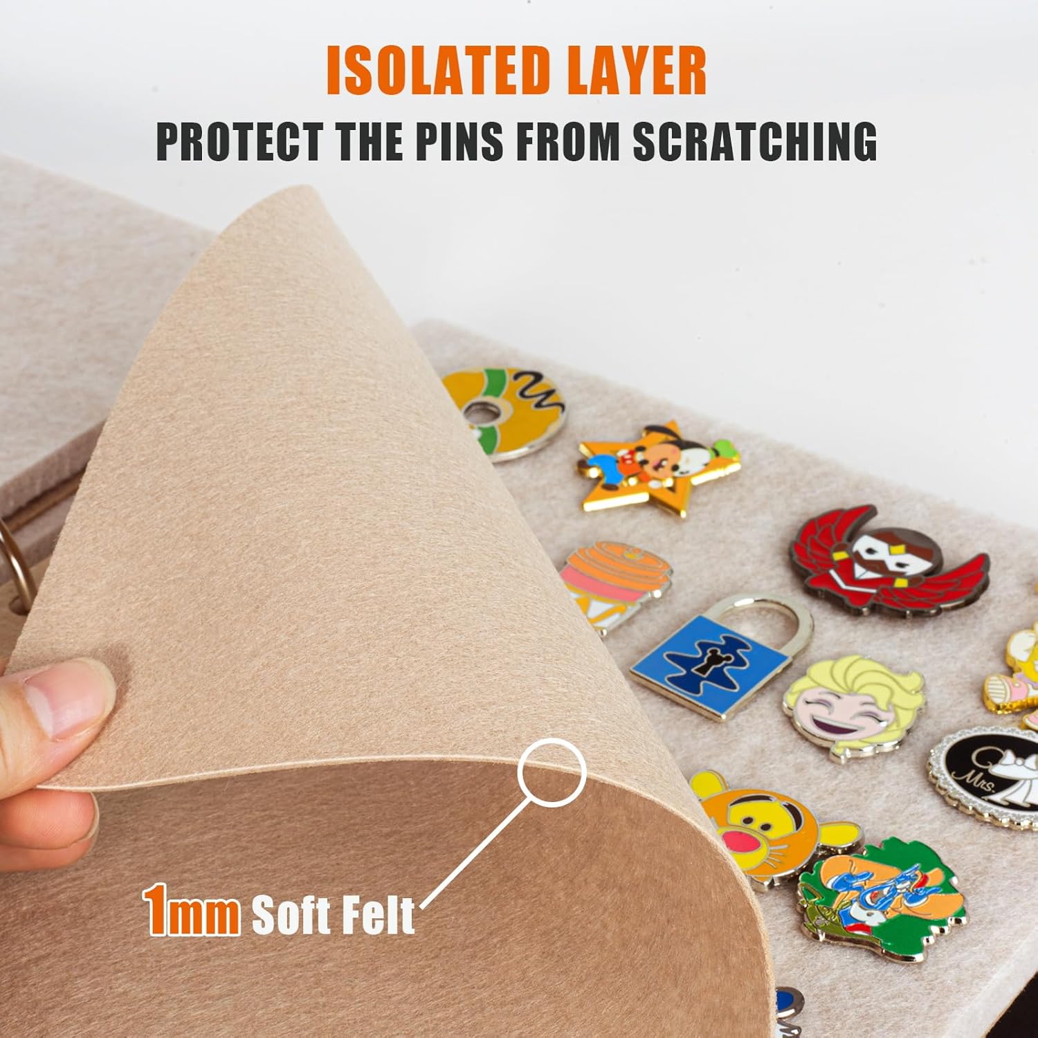 tutata Enamel Pin Display Binder, Pin Display Boards, 280 Brooch Capacity, Collecting Book, Camel Felt