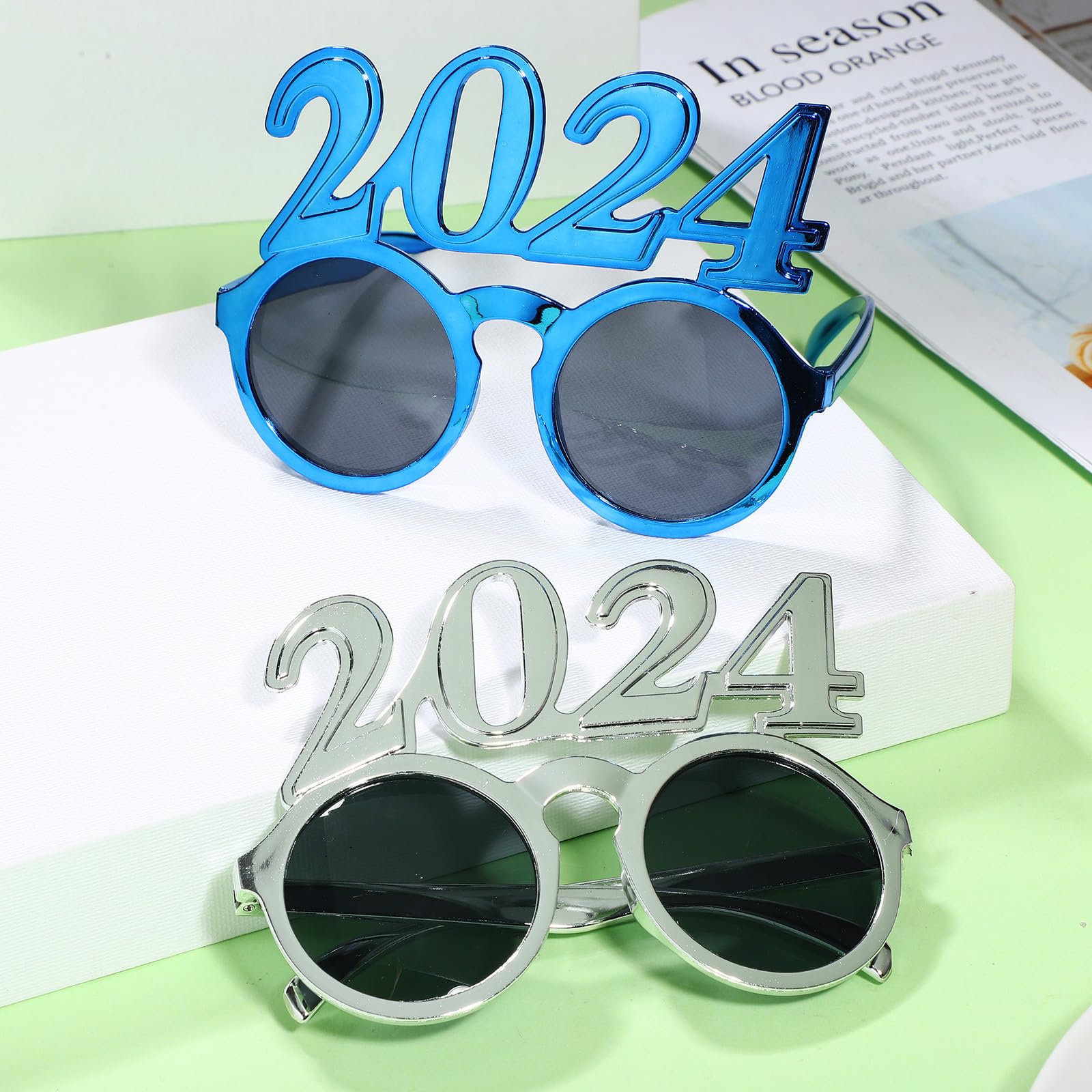 Operitacx 16 Pezzi Occhiali Festa Capodanno 2024 in Pc, Design Divertente