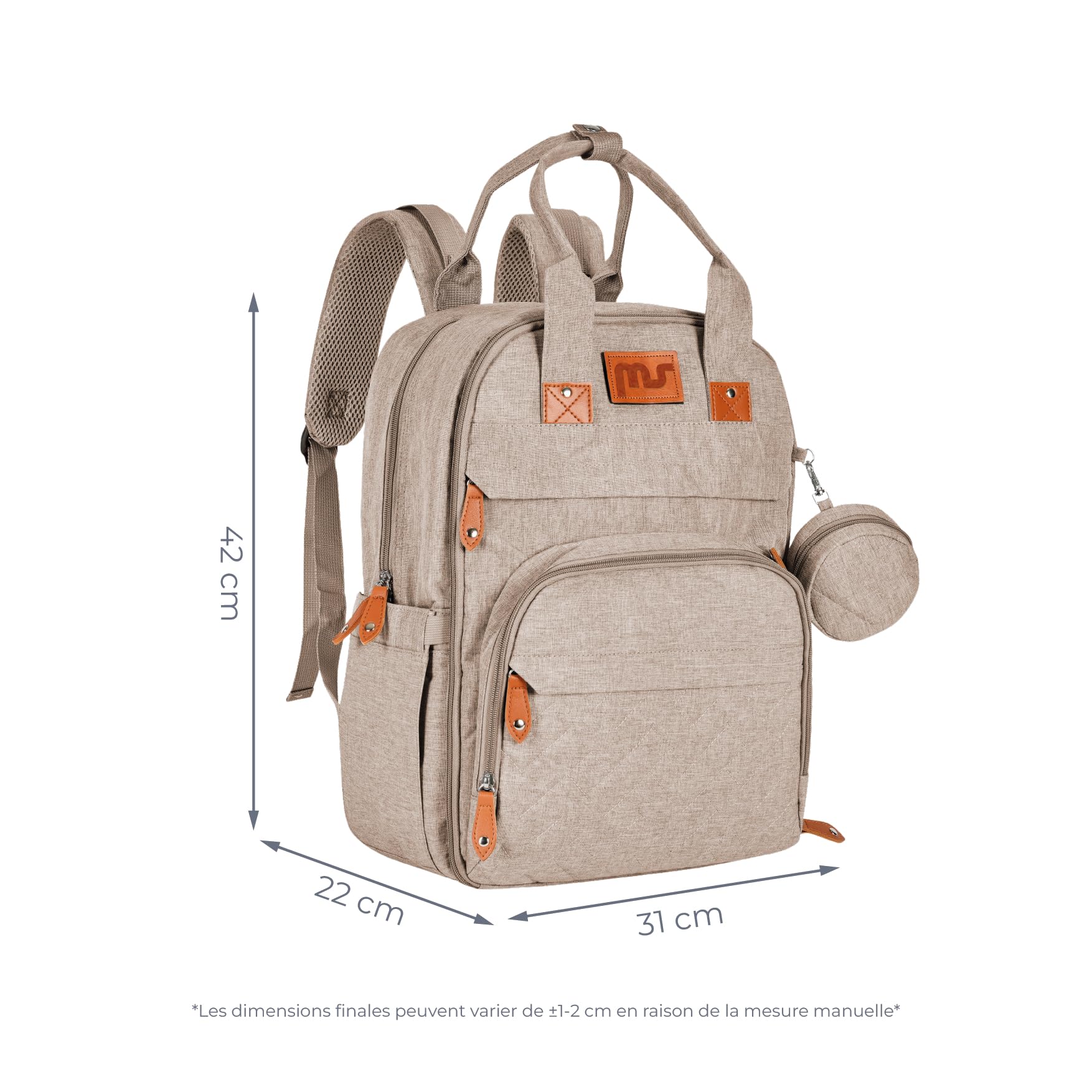 ms Sac à dos de rangement pour bébé, grand sac multifonctionnel pour bébé, porte-tétine et pour maman et papa (unisexe) - Idéal comme cadeau
