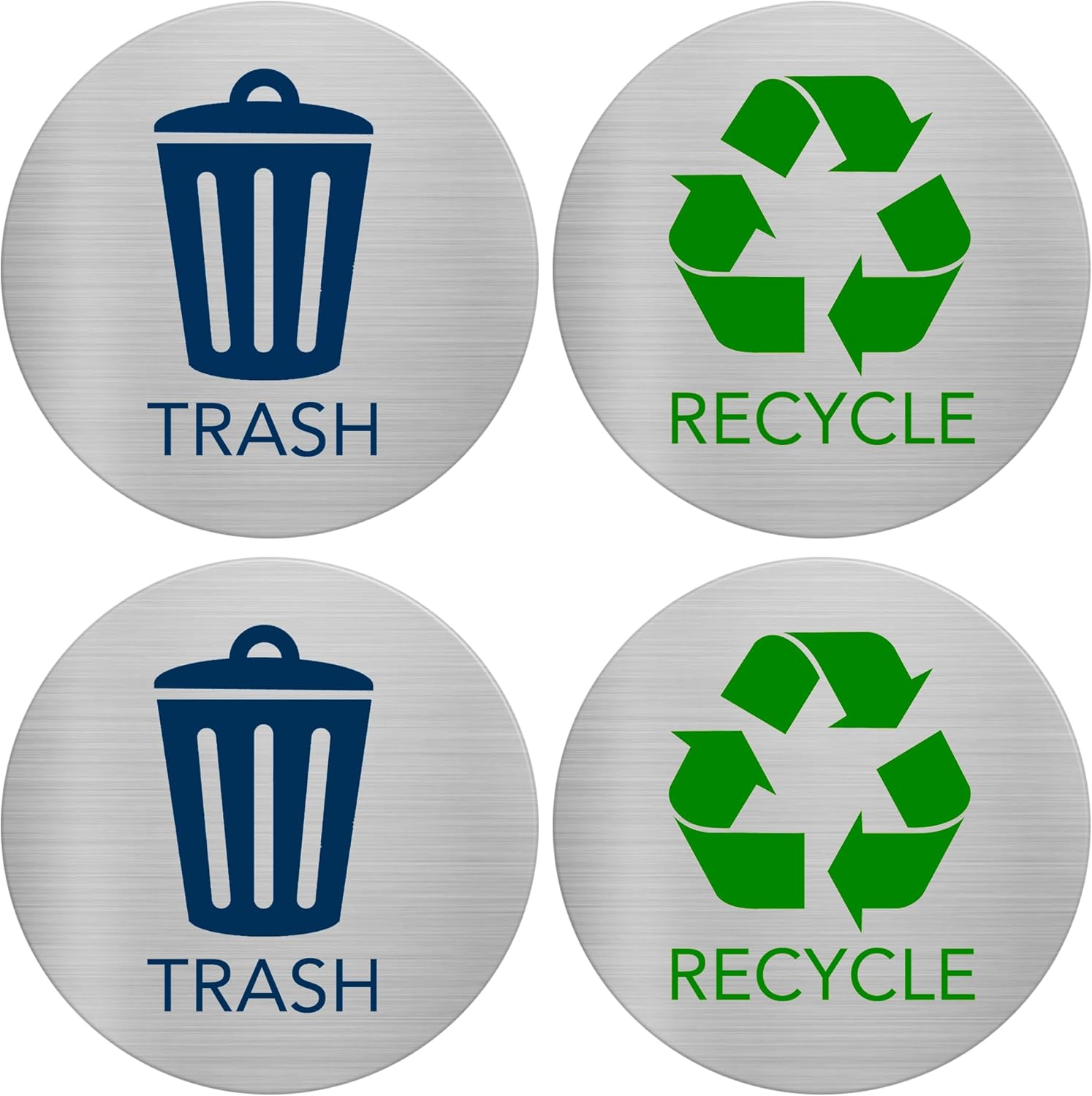 Recycling Stickers for Trash Can (Pack of 4) 3" Round