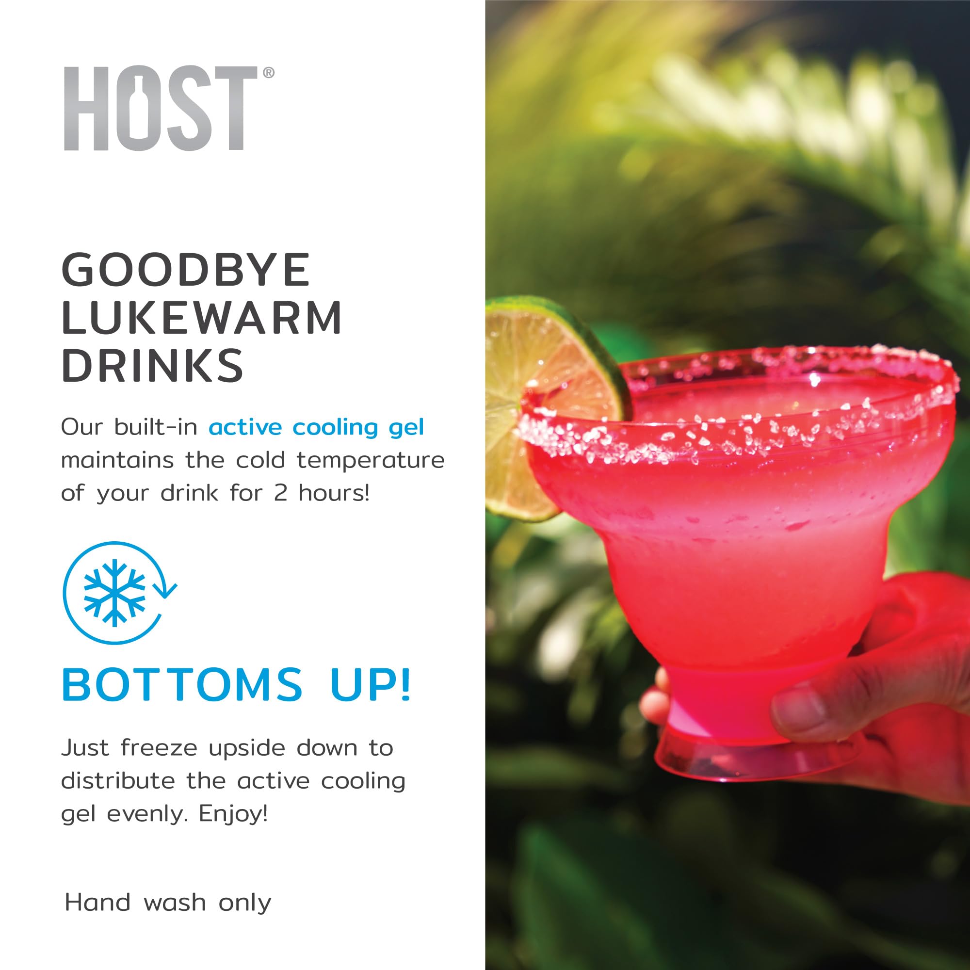 Host Freeze Cocktail, Frozen Cup, doppelwandig, Kunststoff, Margarita-Set, moderne Trinkgläser, 340 ml, Pink, 2 Stück